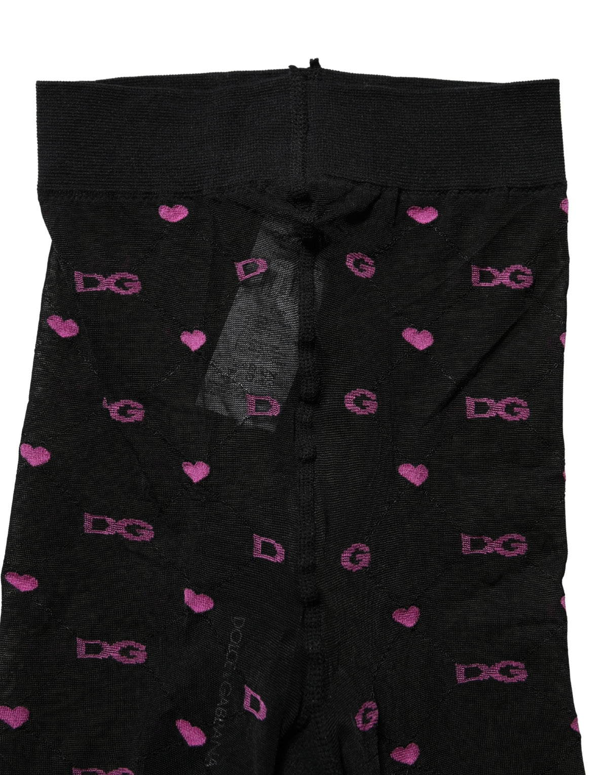Dolce & Gabbana Black Nylon Hearts Tights Stocking Pantyhose Socks
