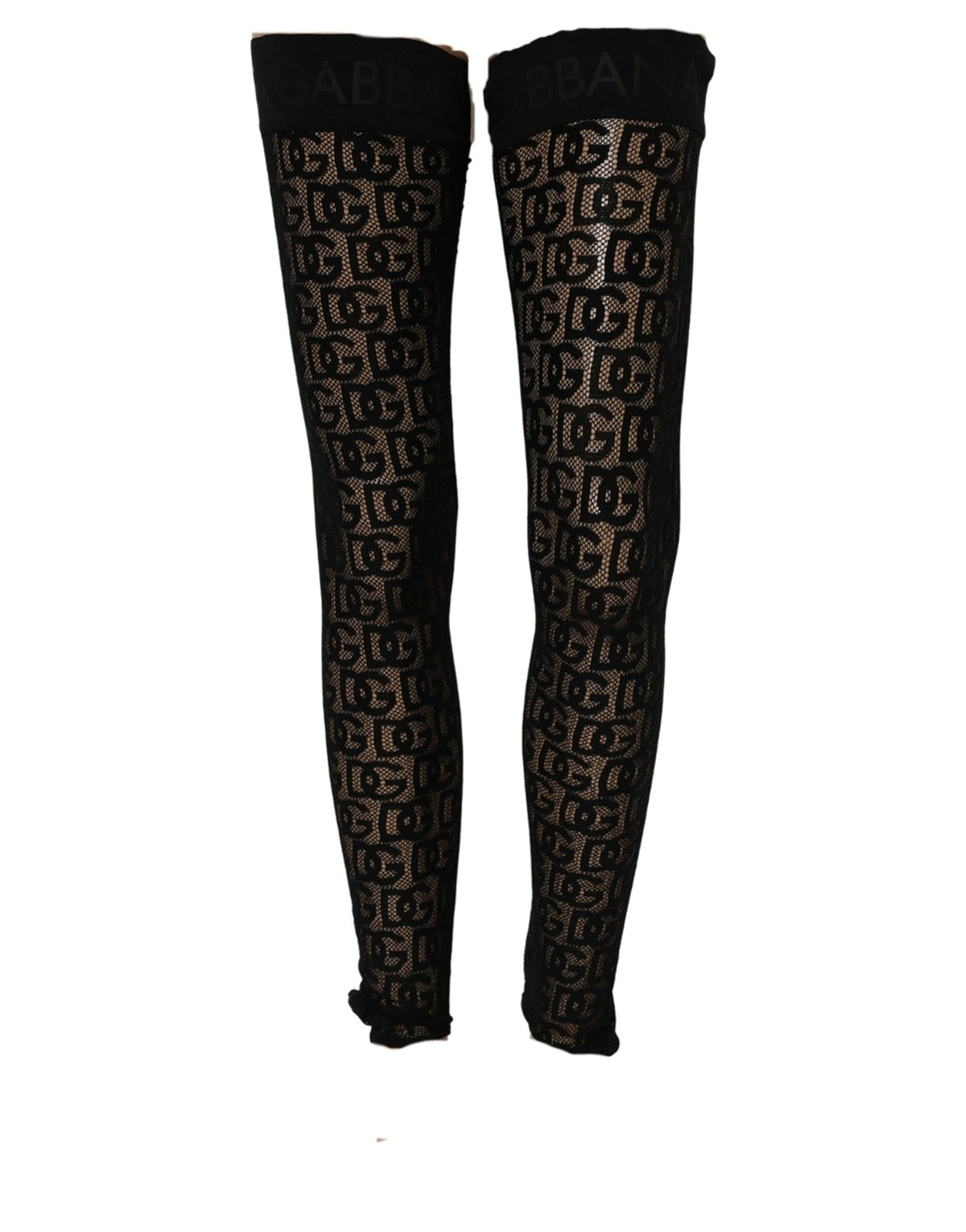 Dolce & Gabbana Black DG Logo Sheer Nylon Thigh High Socks