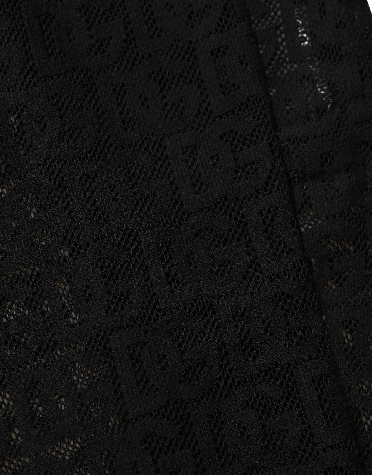 Dolce & Gabbana Black DG Logo Sheer Nylon Thigh High Socks