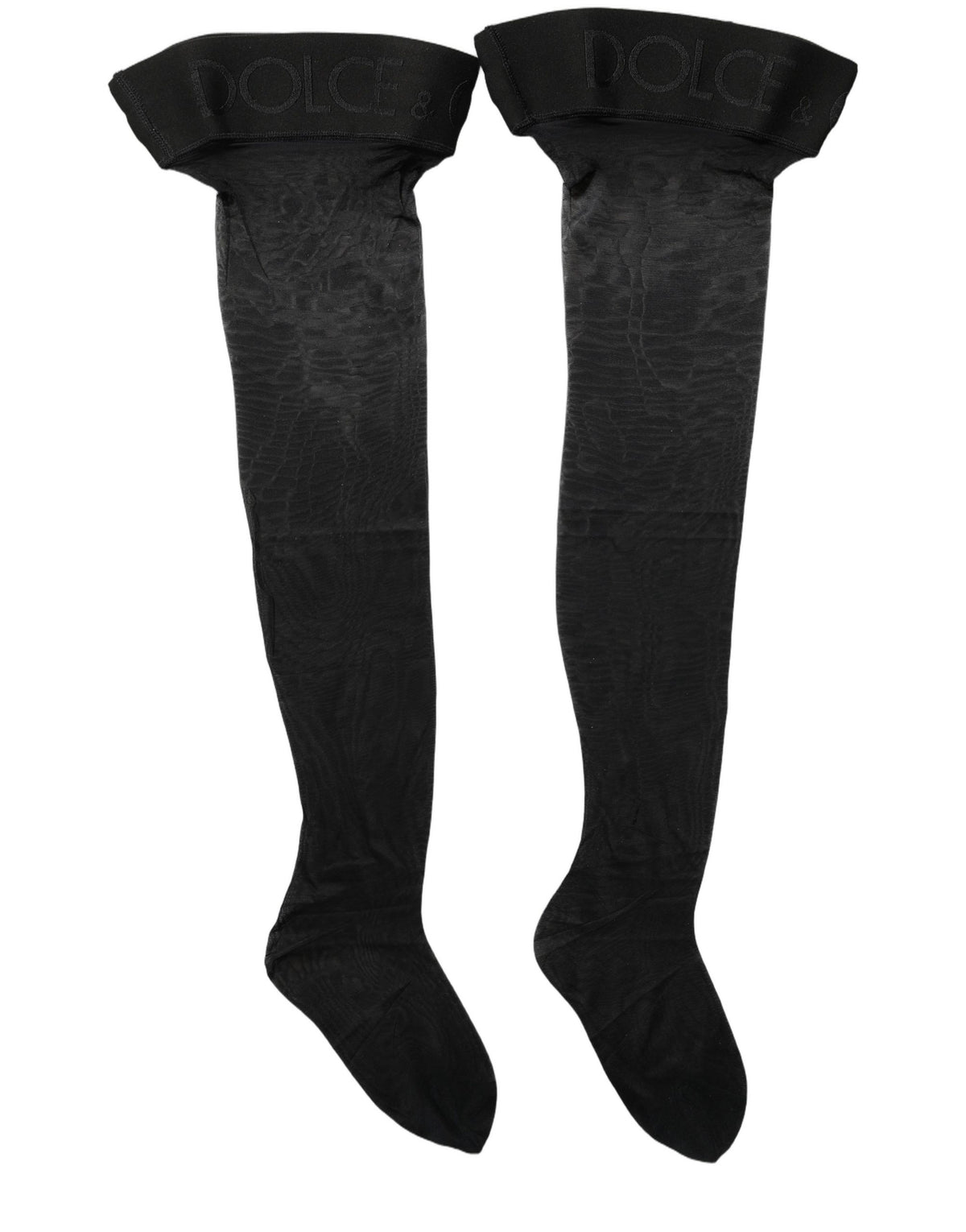 Dolce & Gabbana Black Nylon Logo Calf Long Women Accessory Socks