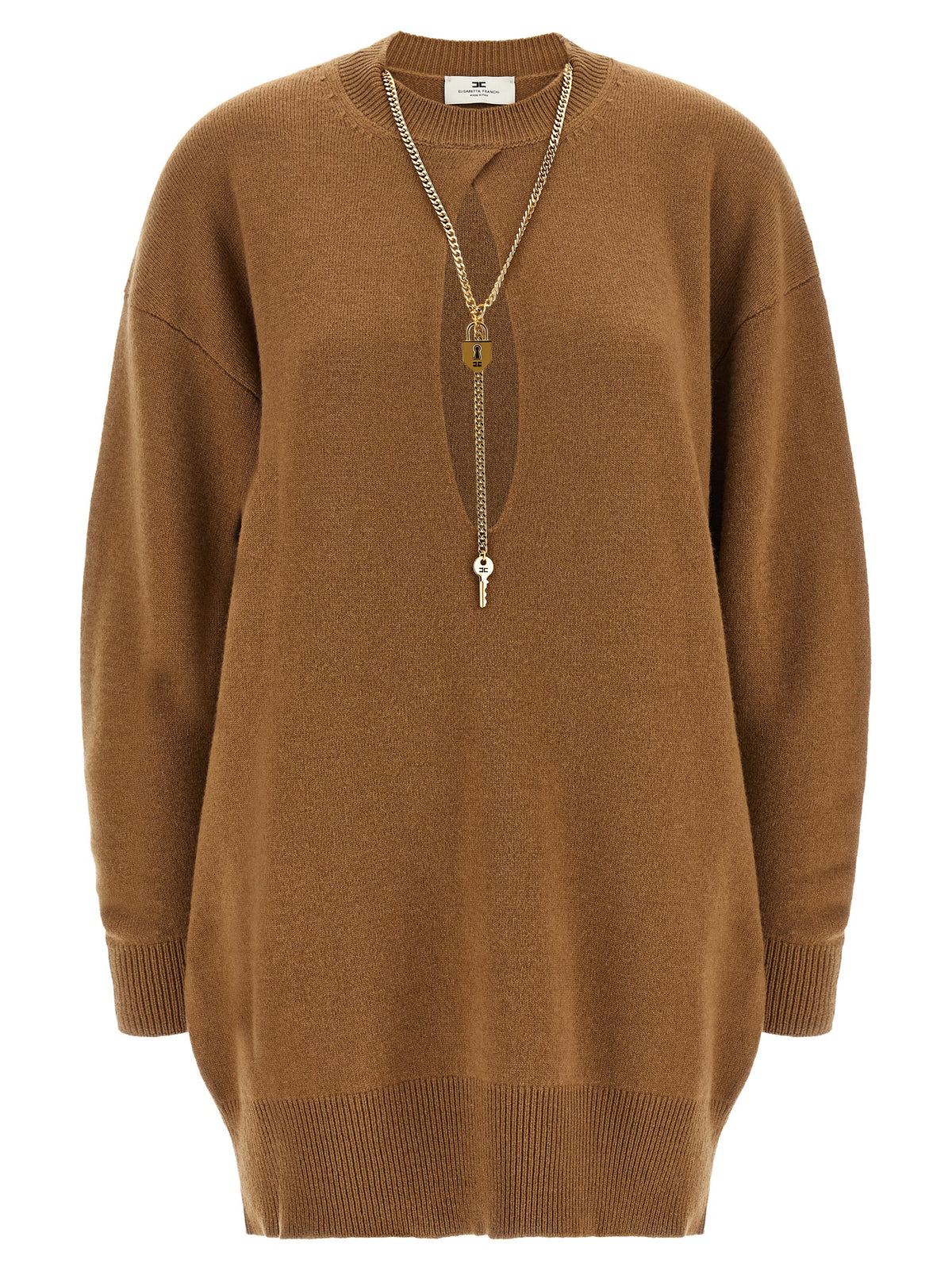Elisabetta Franchi Brown Wool Short Dress