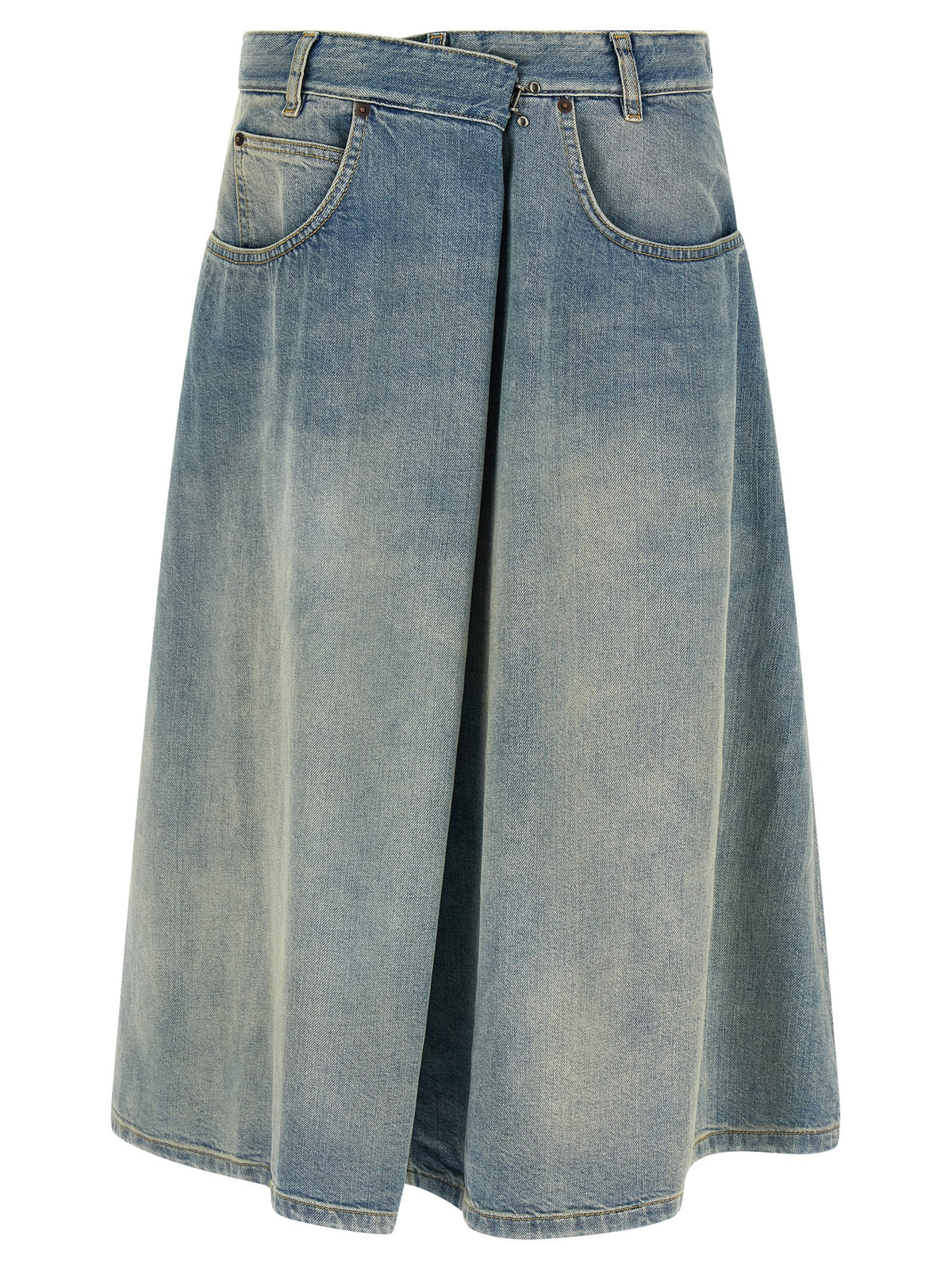 Maison Margiela Blue Cotton Midi Skirt
