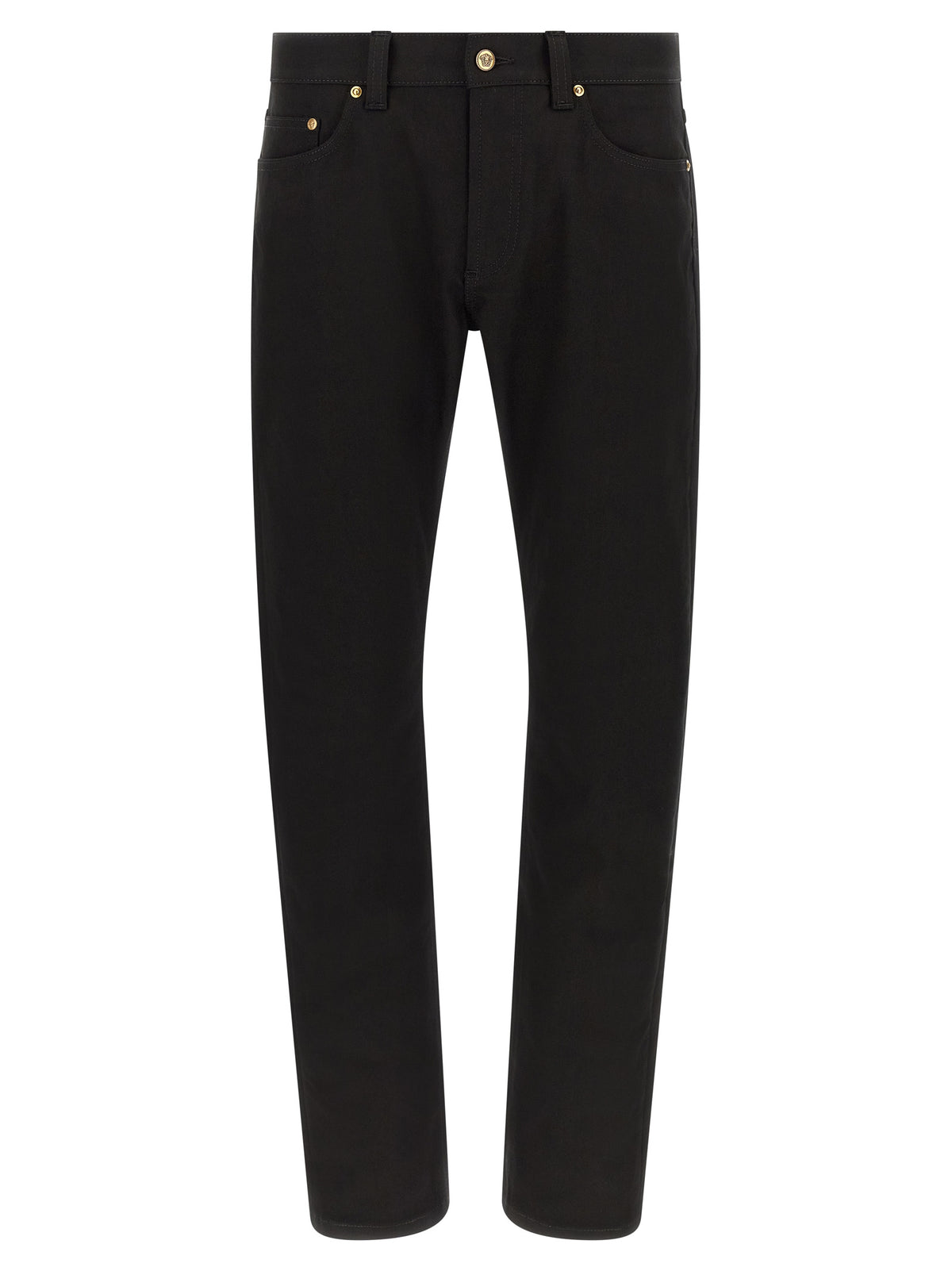 Versace Black Cotton Straight-Leg Jeans