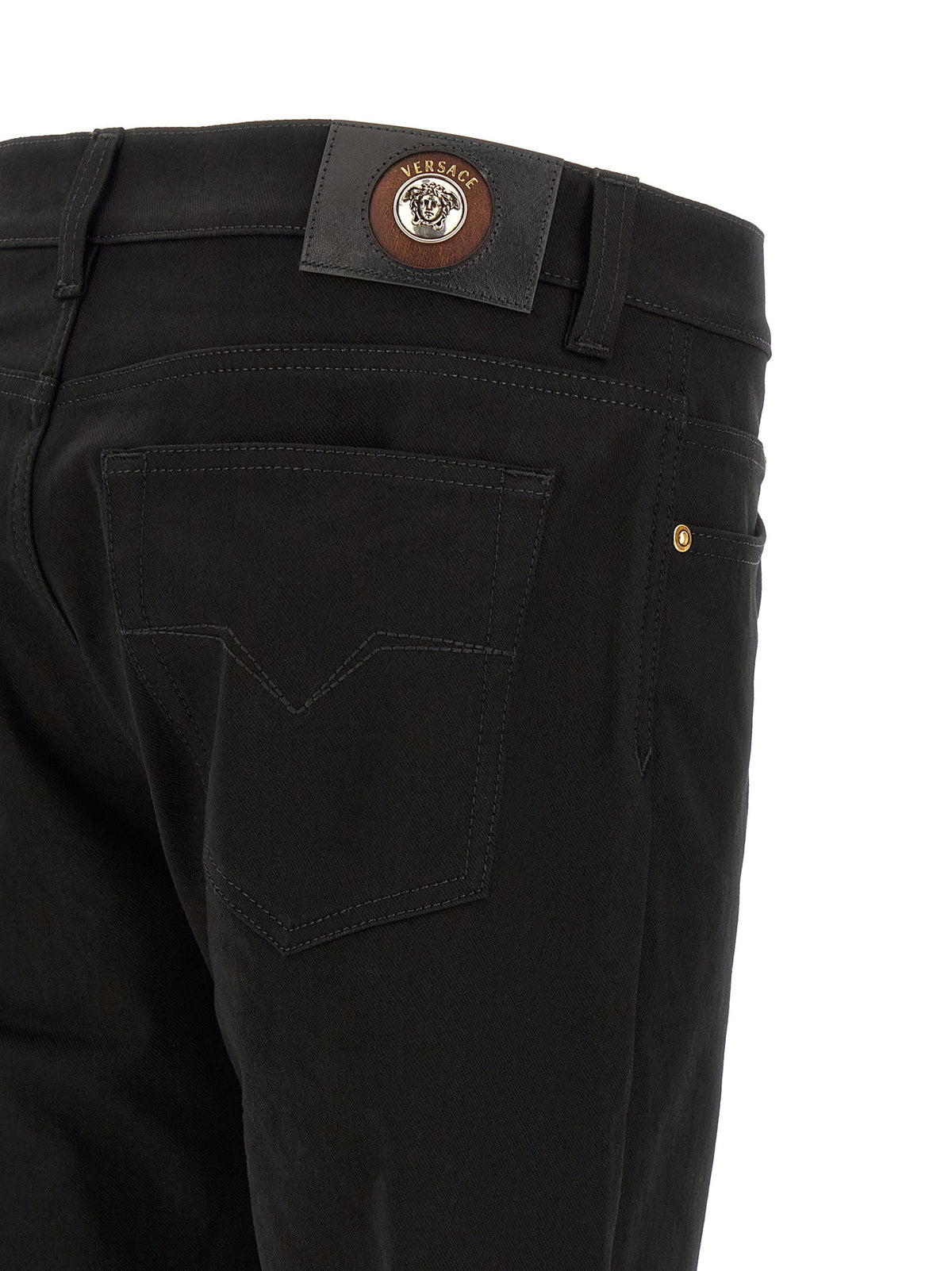 Versace Black Cotton Straight-Leg Jeans