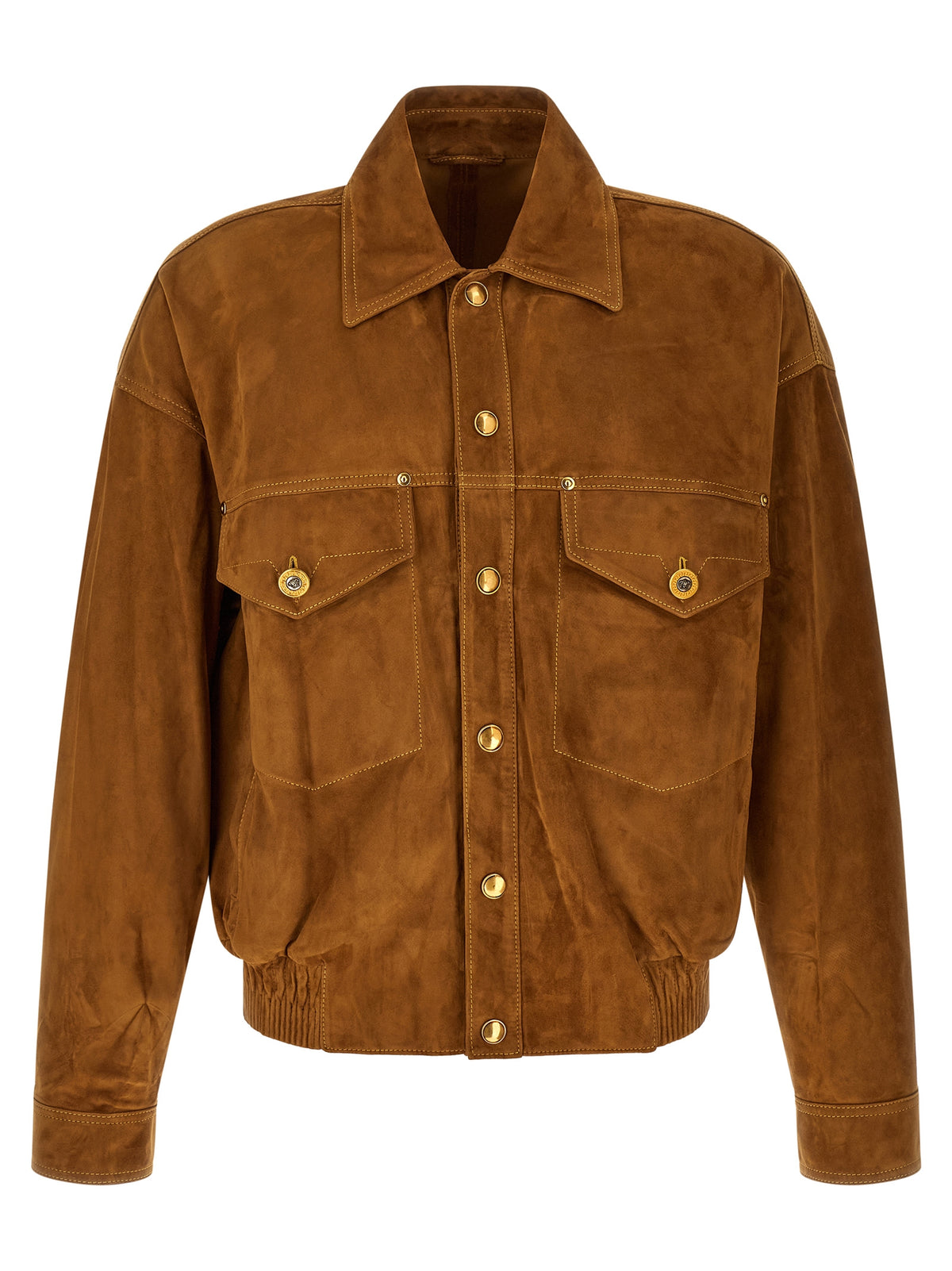 Versace Brown Lamb Leather Leather Jacket