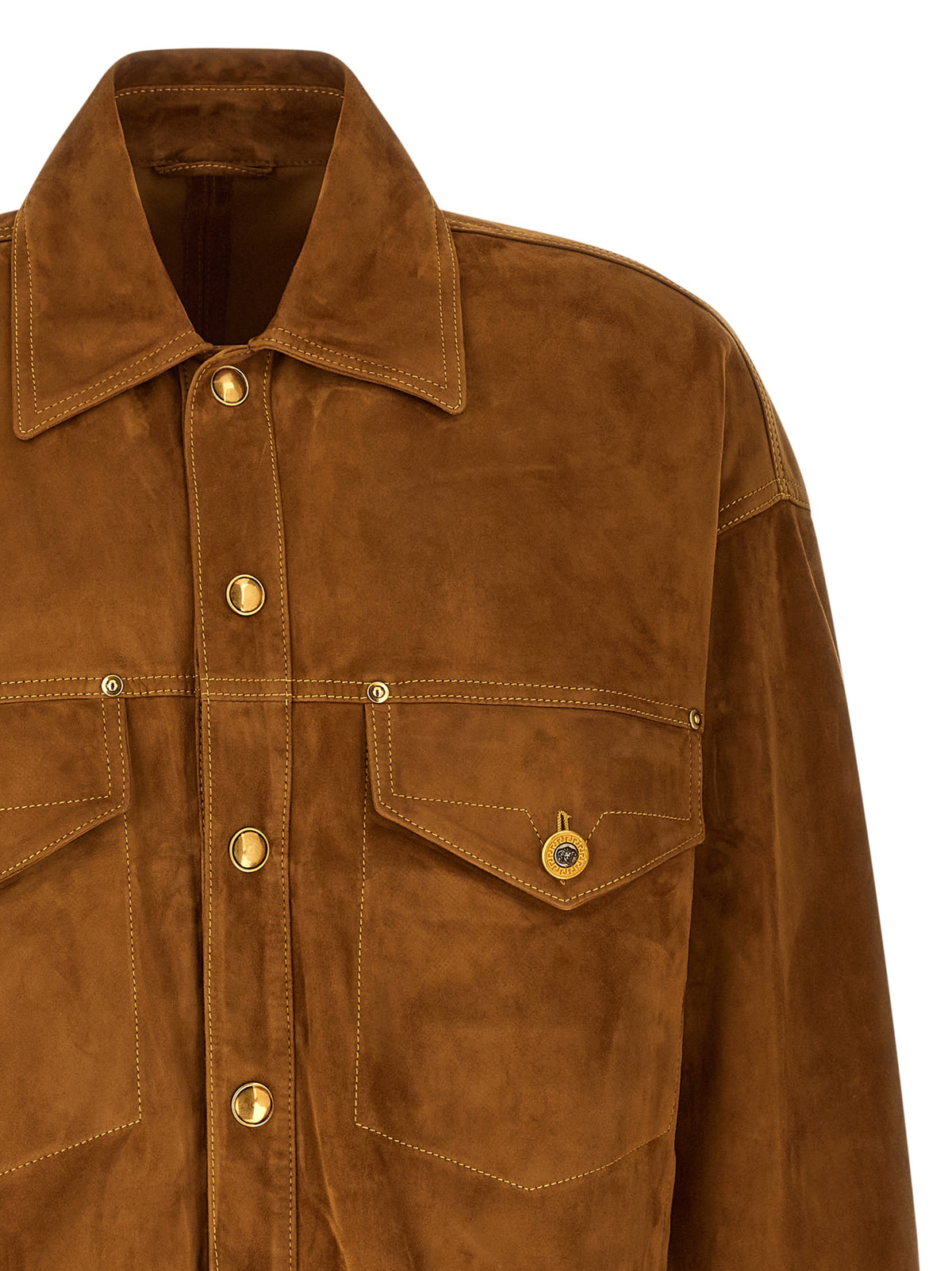 Versace Brown Lamb Leather Leather Jacket