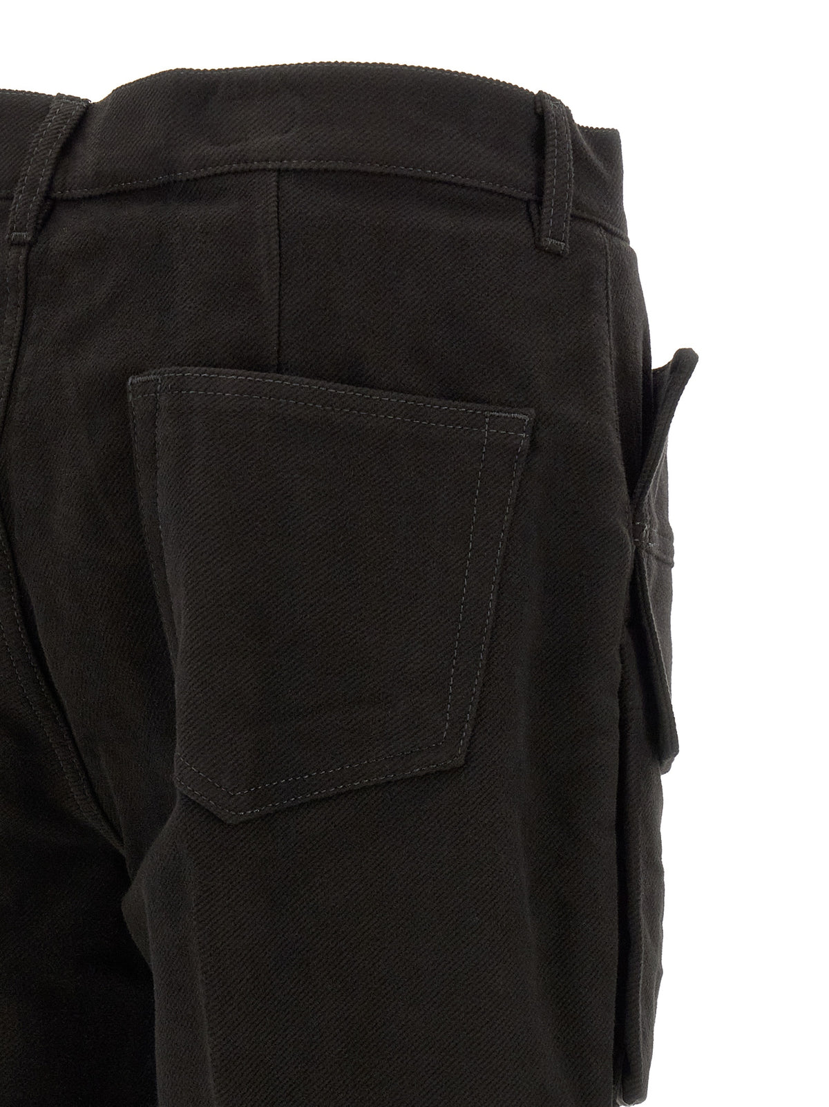 Rick Owens Black Cotton Cargo Pants