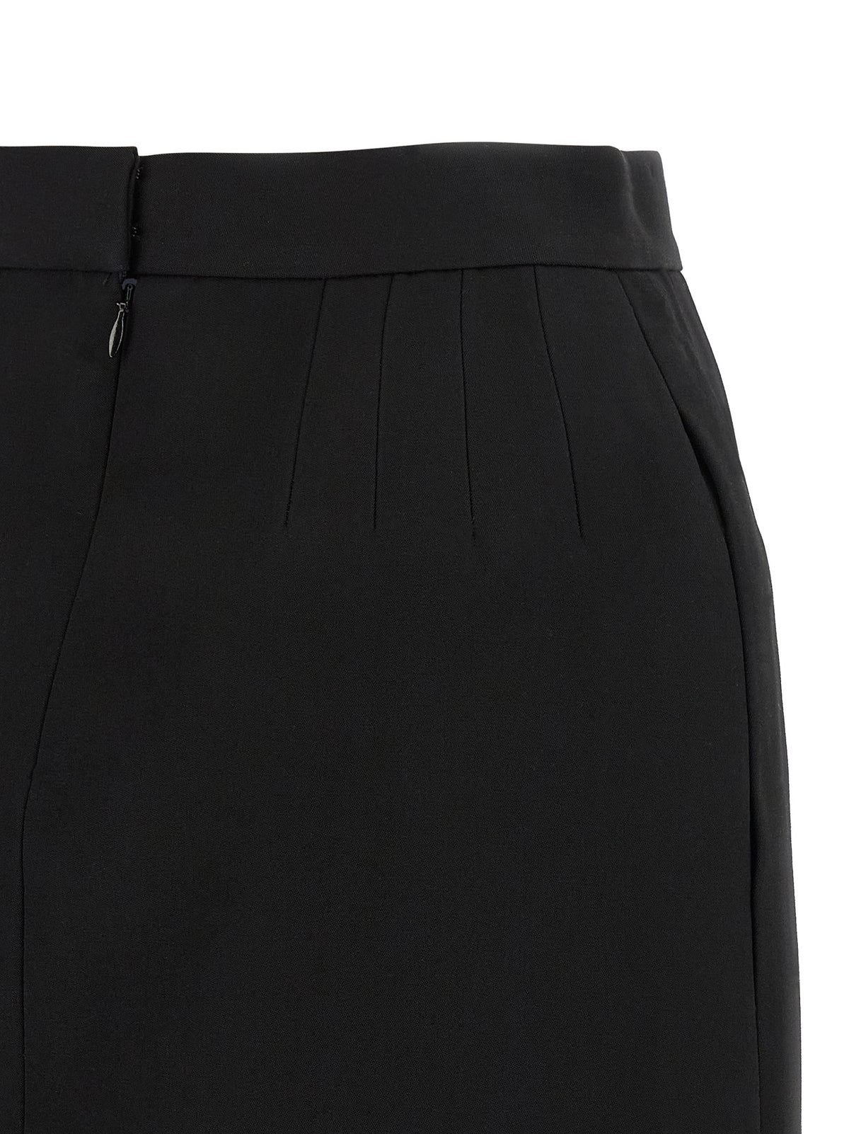 Versace Black Virgin Wool Long Skirt