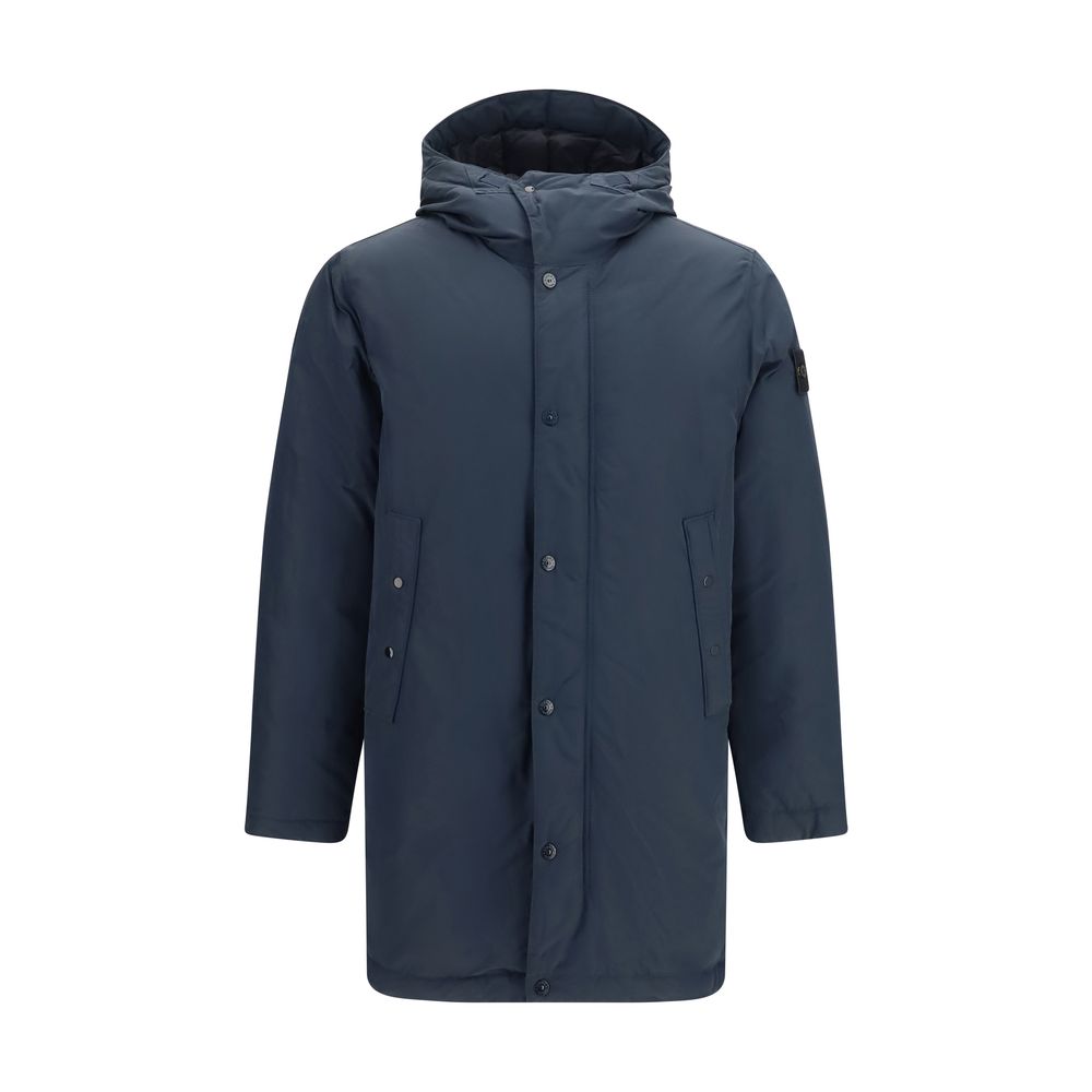 Stone Island Blue Polyester Coat