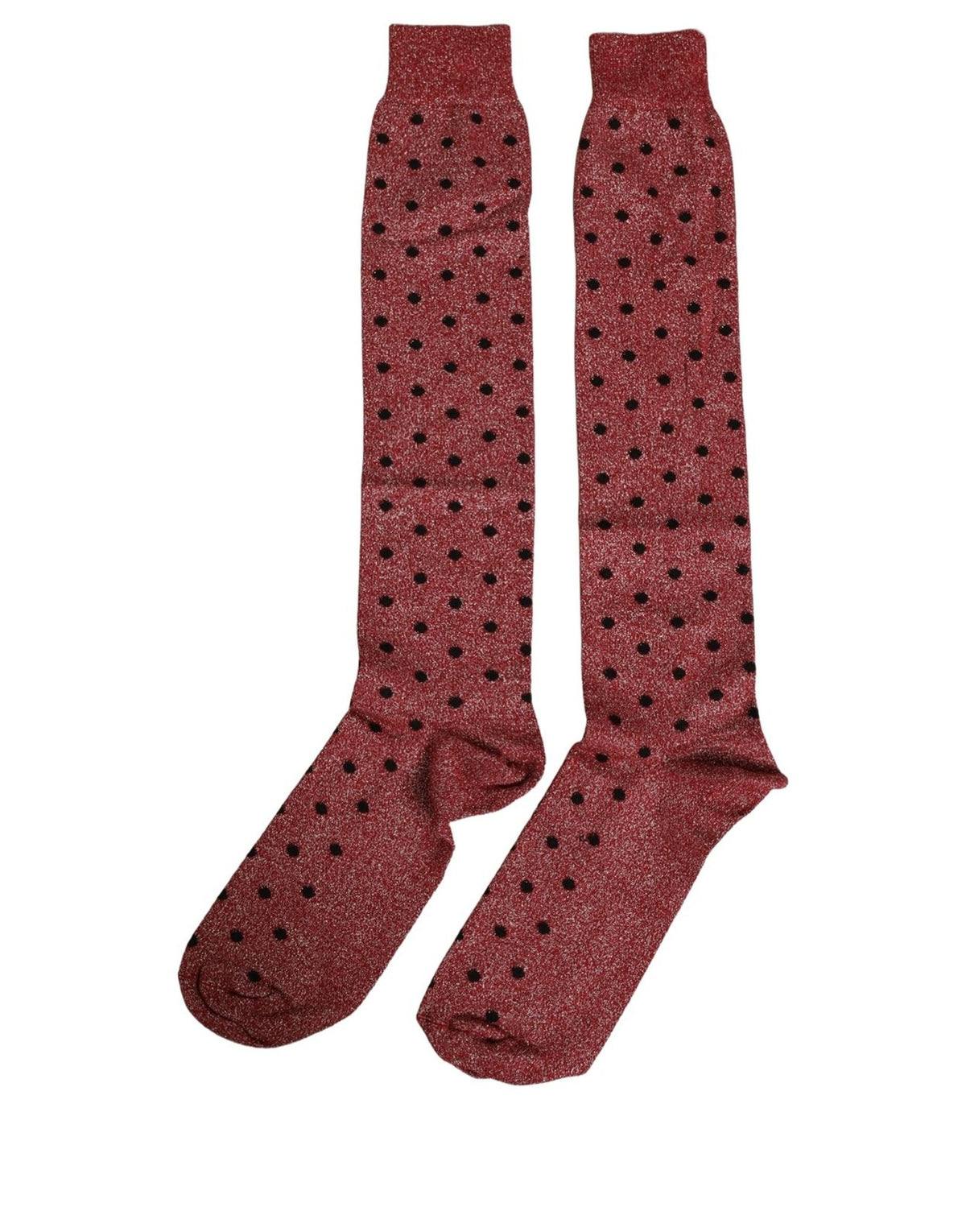 Dolce & Gabbana Maroon Polka Dot Over The Calf Accessory Socks
