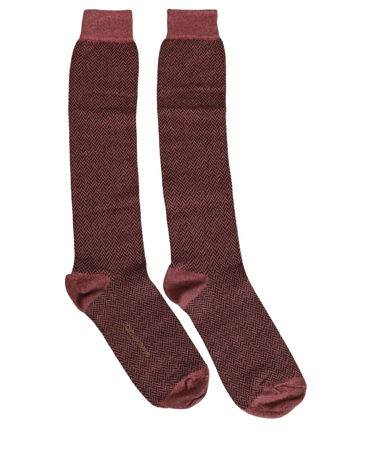 Dolce & Gabbana Burgundy Viscose Over The Calf Accessory Socks