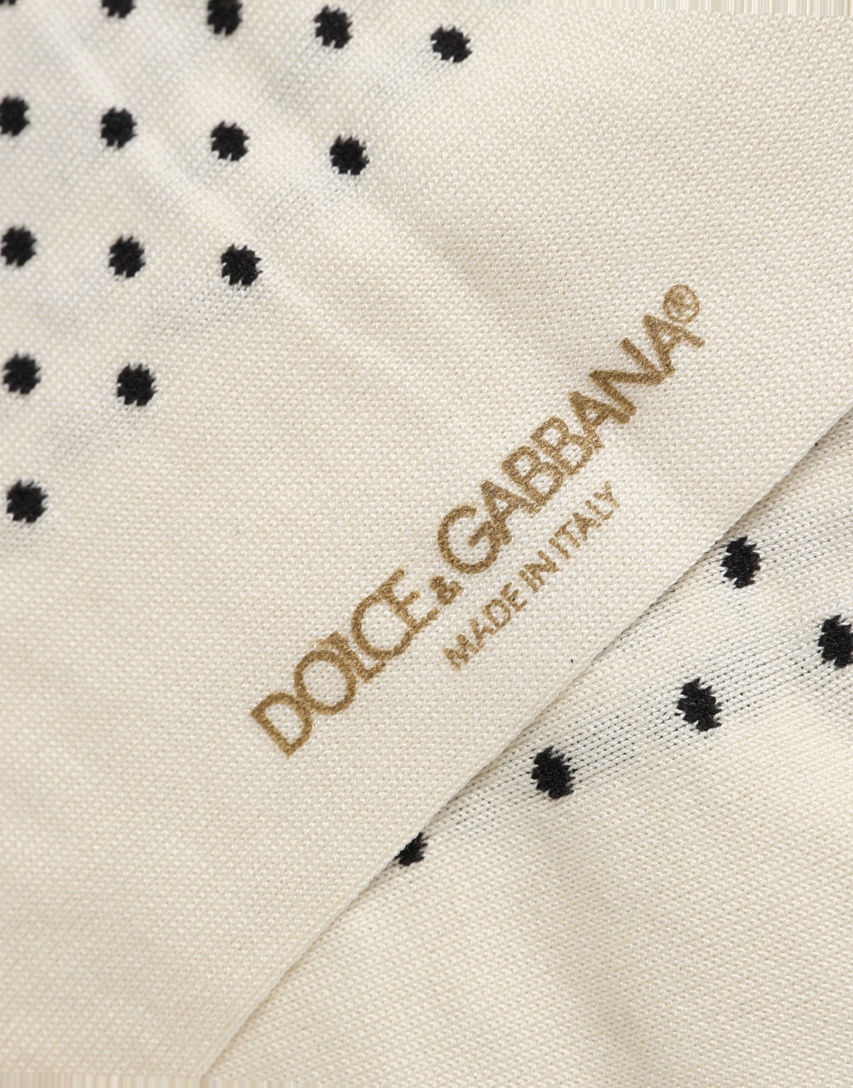 Dolce & Gabbana Off White Cotton Polka Dot Mid Calf Accessory Socks