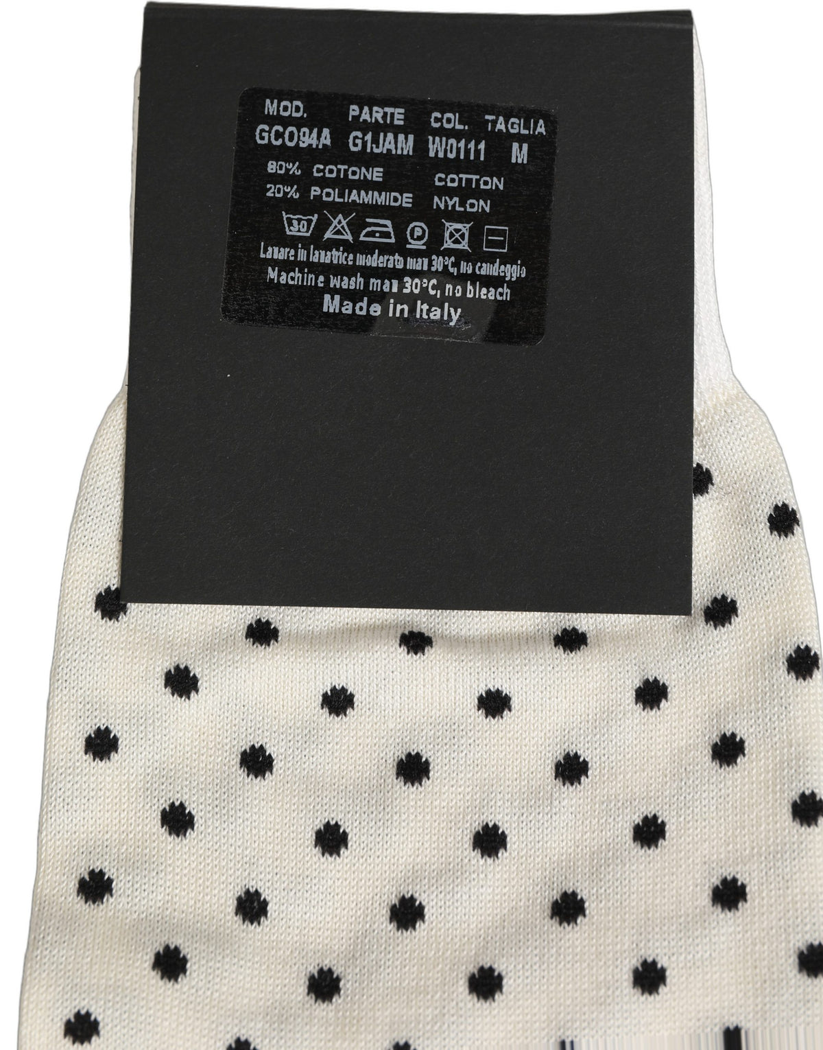 Dolce & Gabbana Off White Cotton Polka Dot Mid Calf Accessory Socks