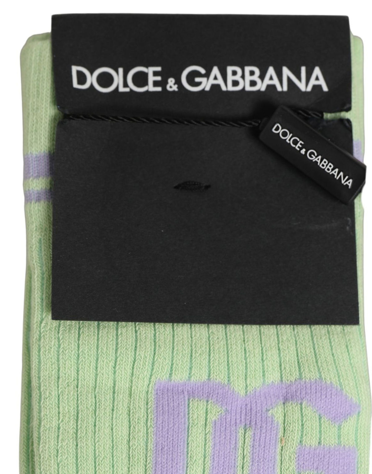 Dolce & Gabbana Men Light Green Logo Over Calf Accessory Socks