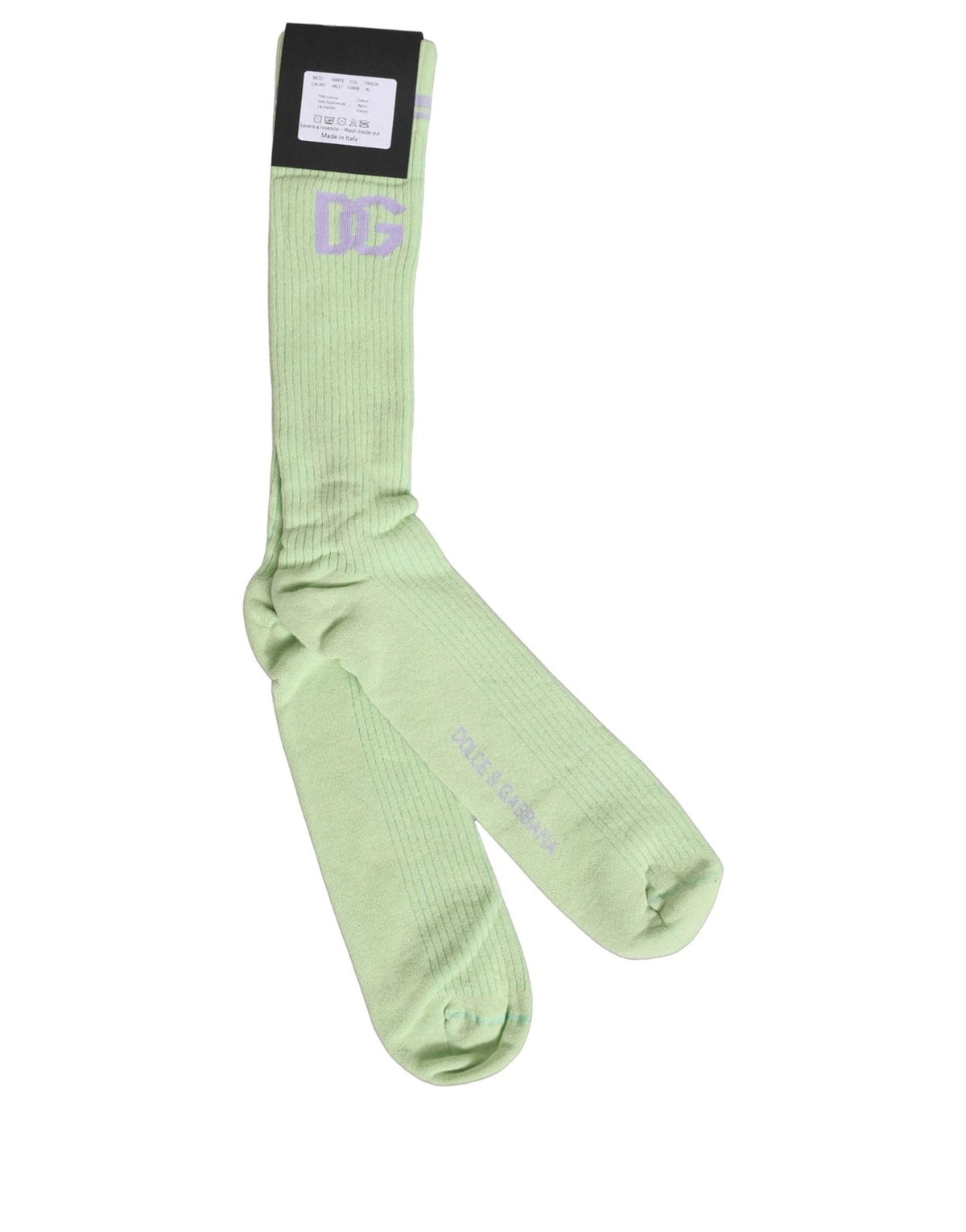 Dolce & Gabbana Men Light Green Logo Over Calf Accessory Socks