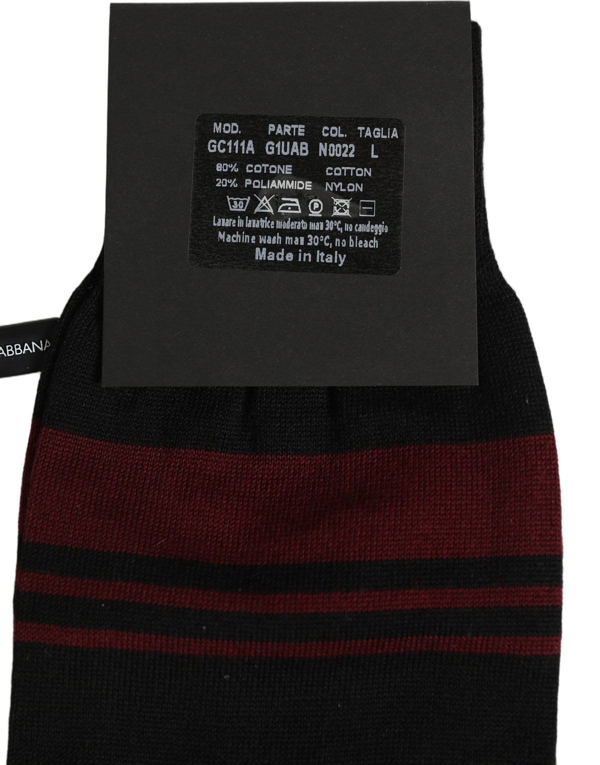Dolce & Gabbana Men Burgundy Black Logo Mid Calf Accessory Socks