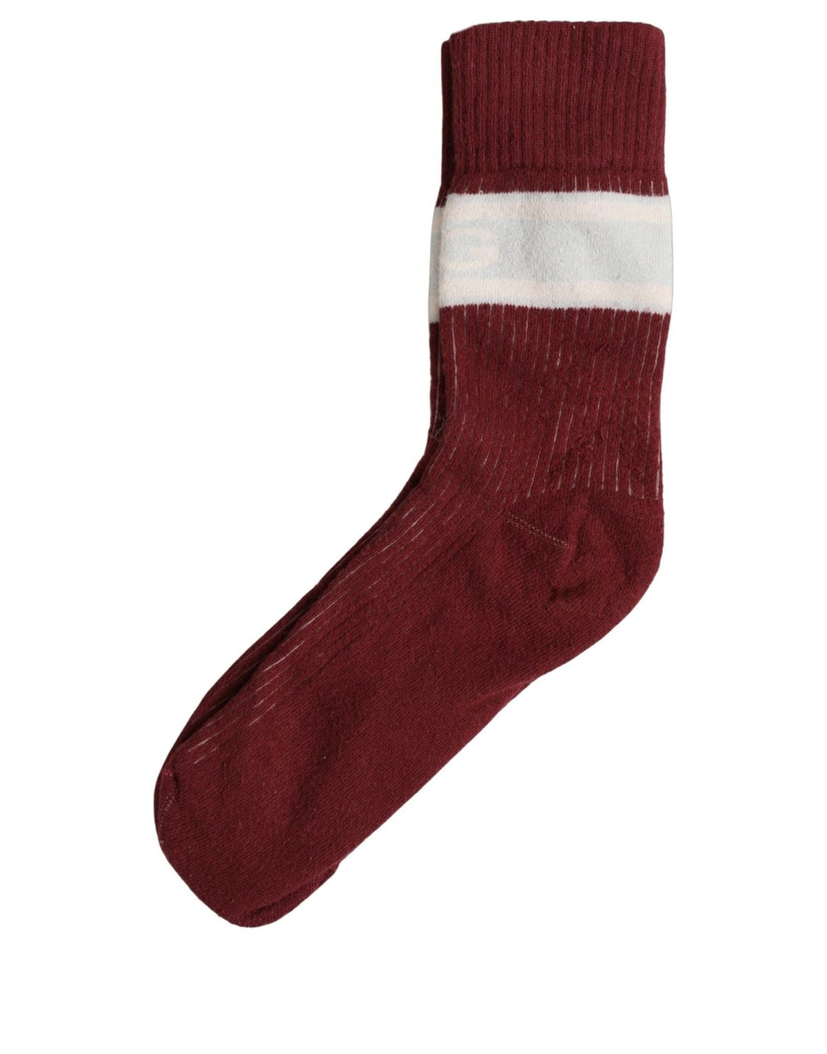 Dolce & Gabbana Burgundy White Stripes Cotton Mid Calf Accessory Socks