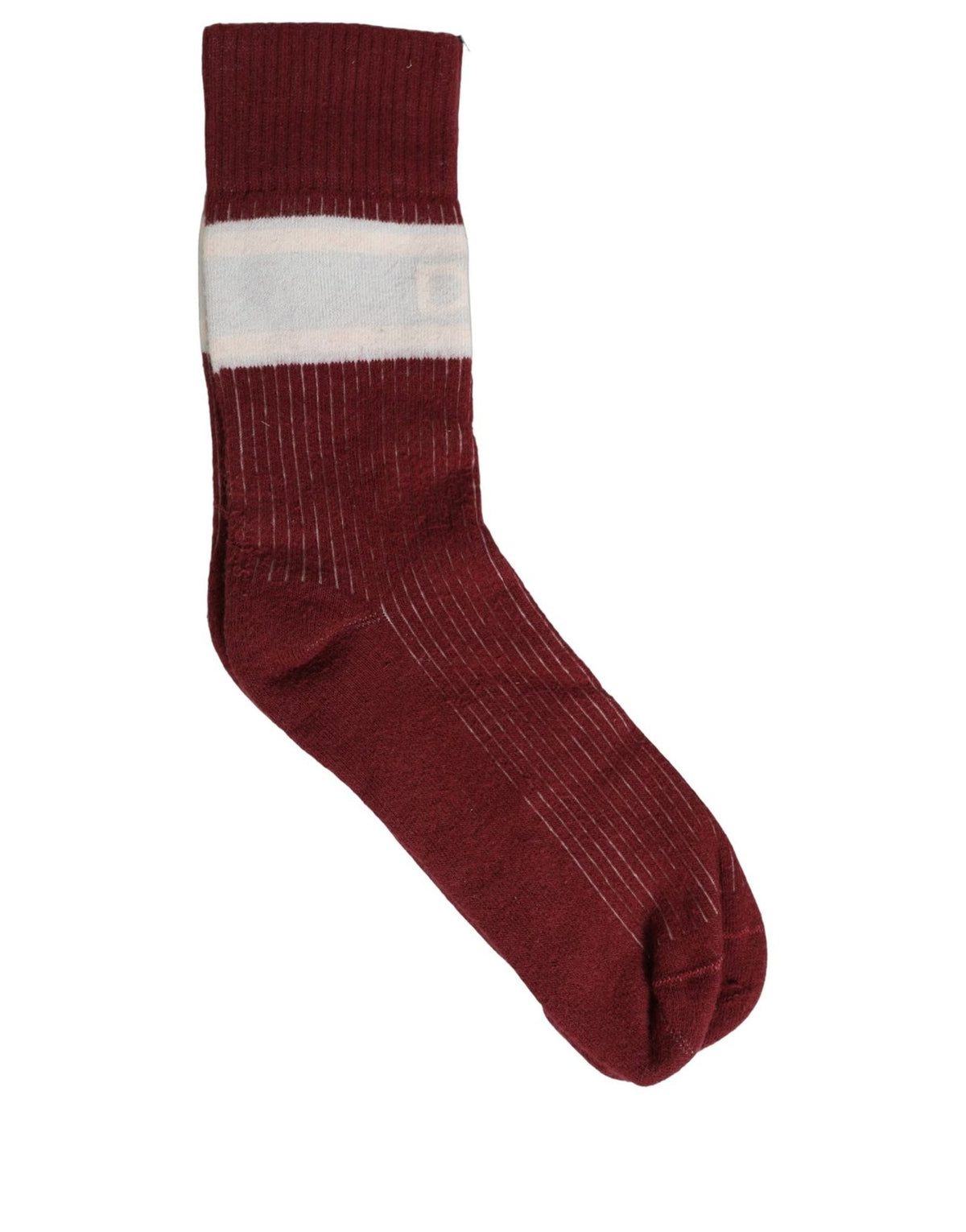 Dolce & Gabbana Burgundy White Stripes Cotton Mid Calf Accessory Socks