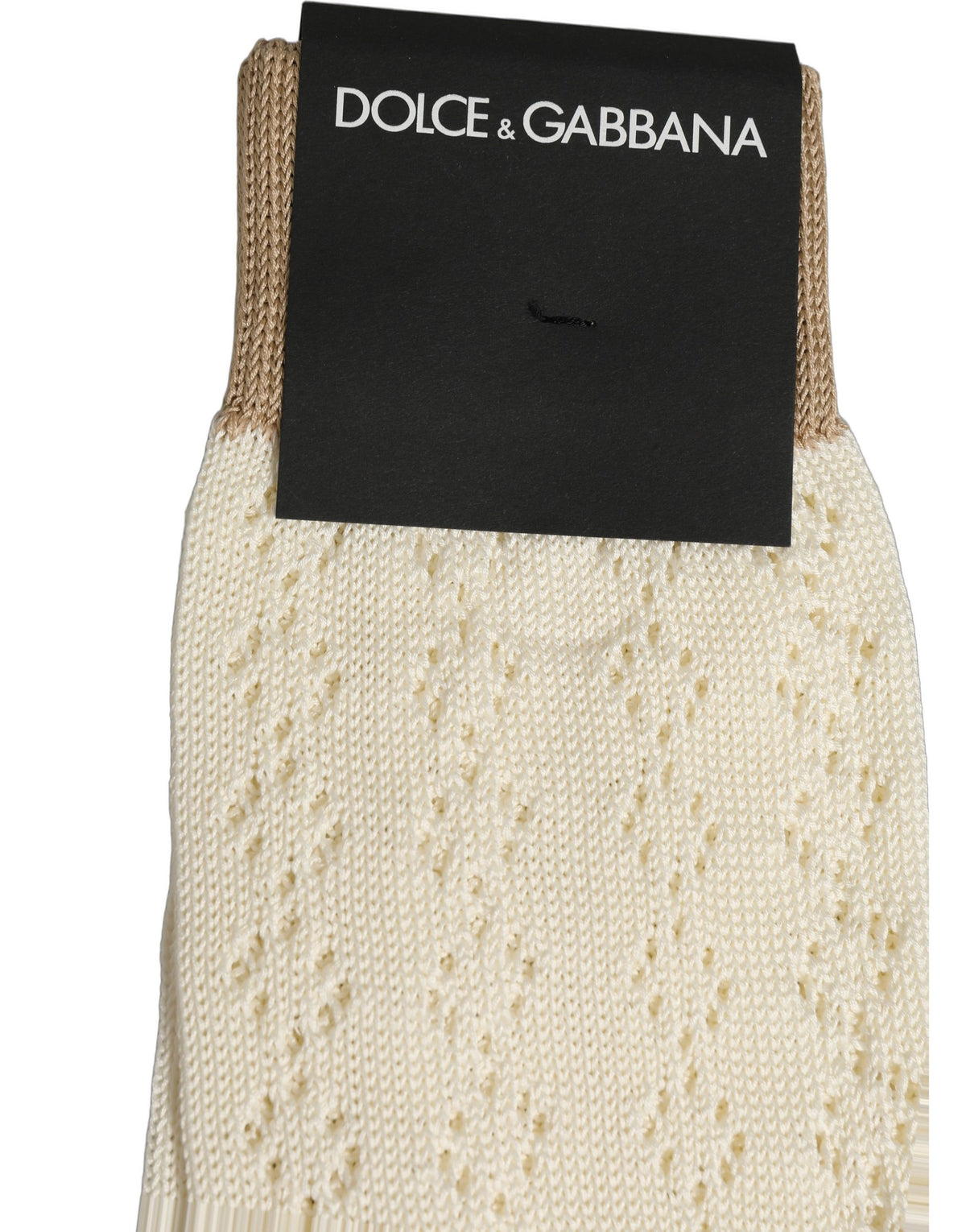 Dolce & Gabbana Off White Cotton Knit Mid Calf Accessory Socks