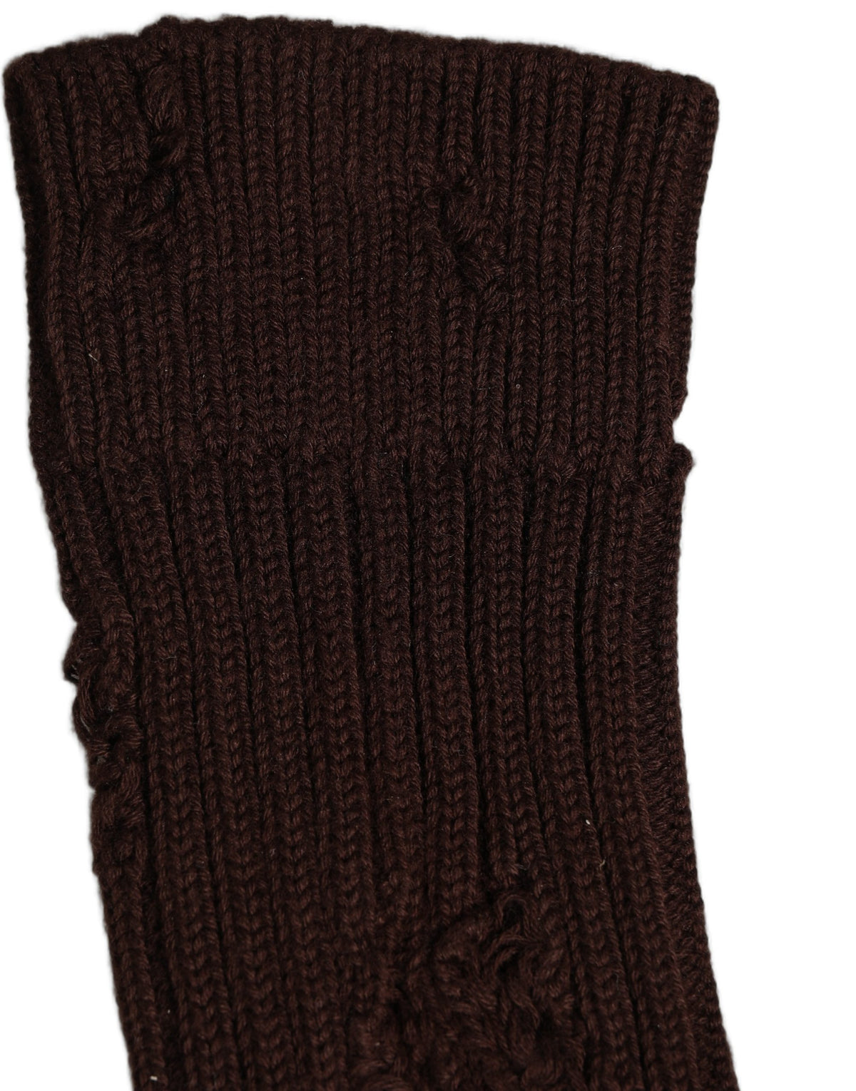 Dolce & Gabbana Dark Brown Cotton Distressed Mid Calf Accessory Socks