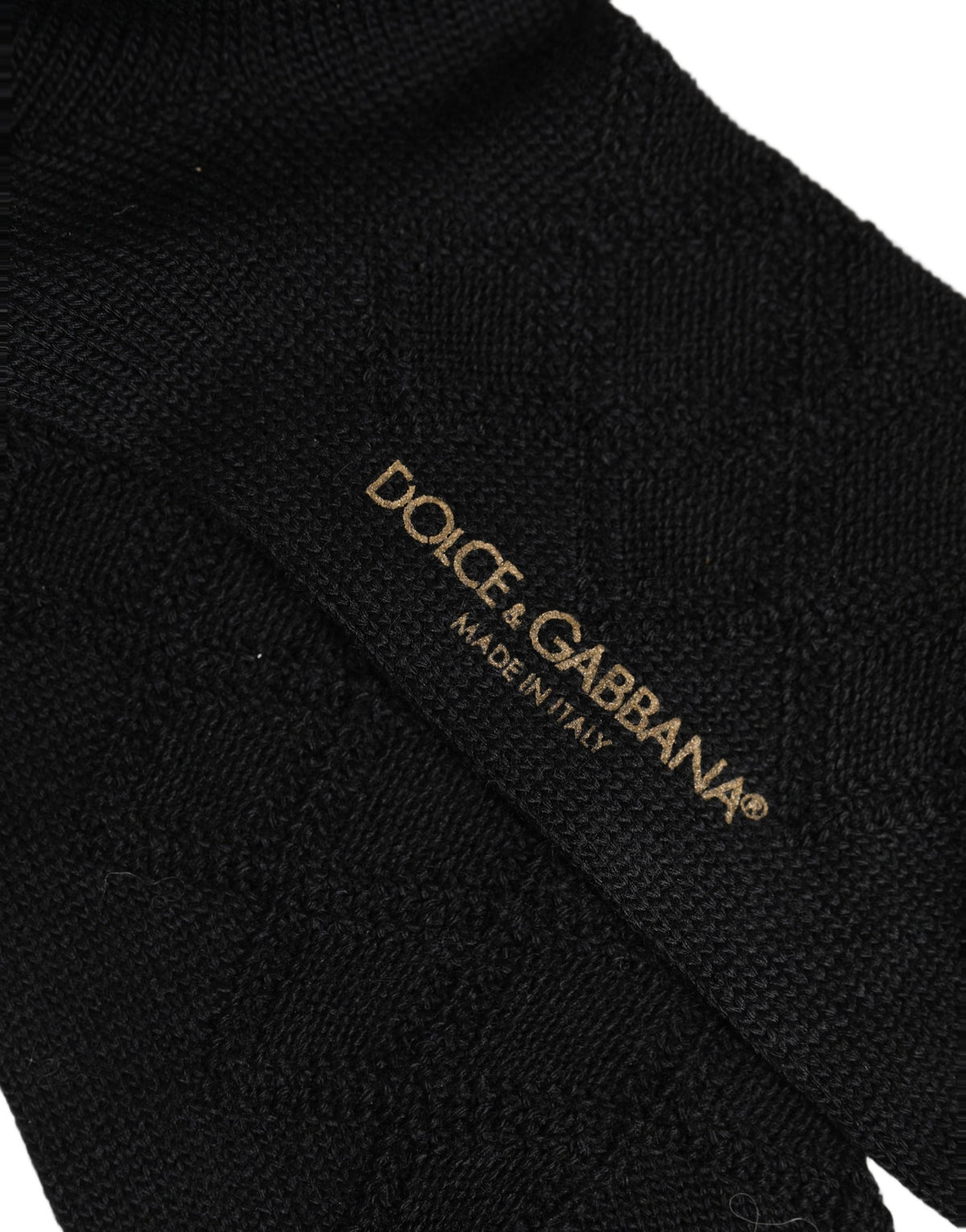 Dolce & Gabbana Men Black Wool Crest Logo Knee High Accessory Socks