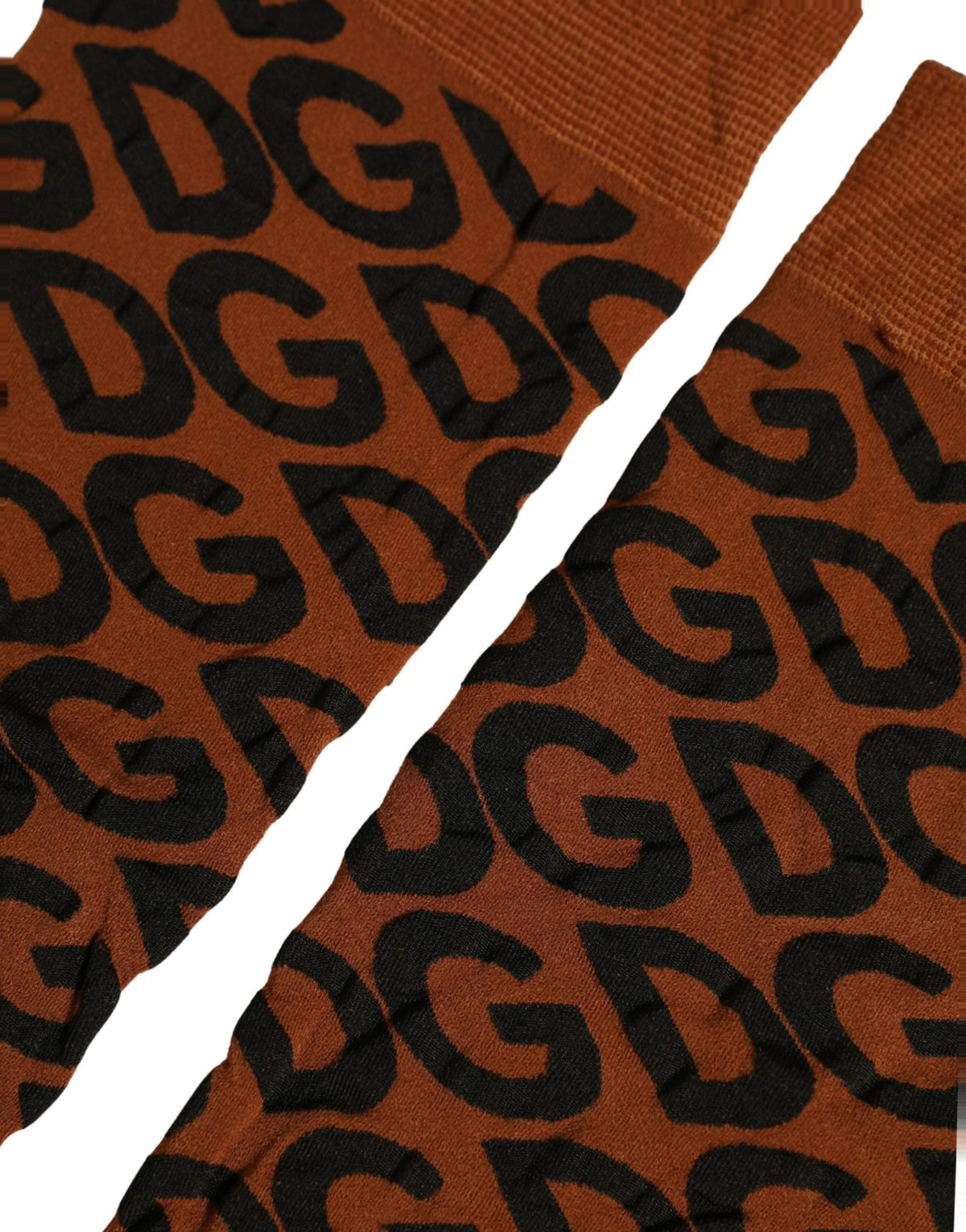 Dolce & Gabbana Brown Black Nylon DG Logo Mid Calf Accessory Socks
