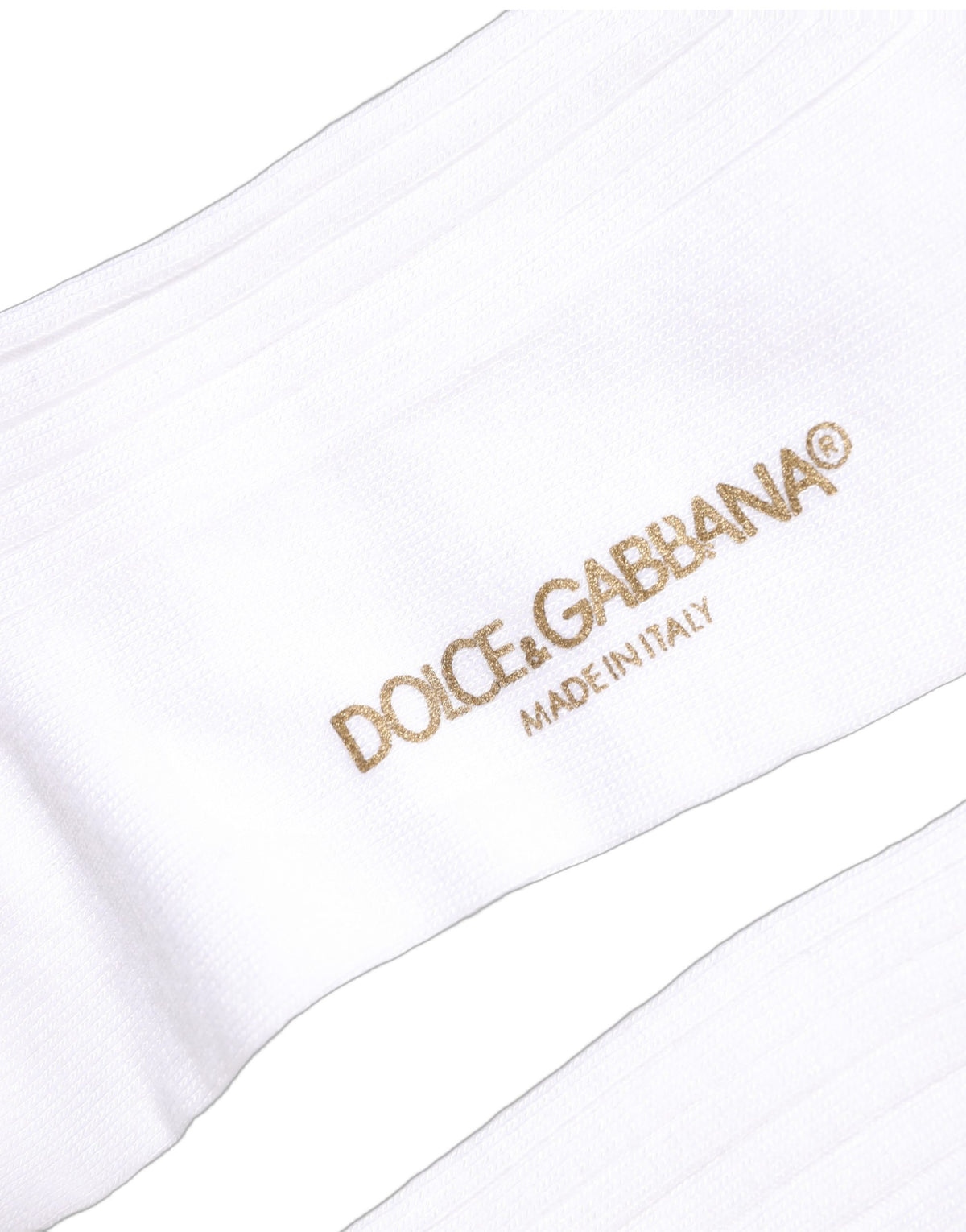 Dolce & Gabbana White Cotton Ribbed Logo Over The Calf Women Socks