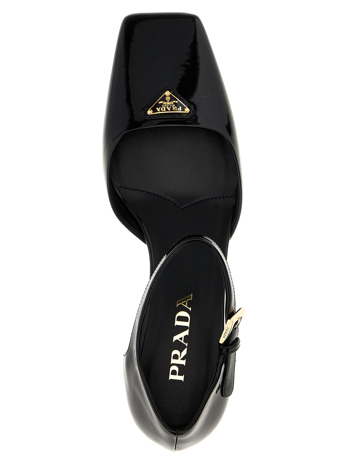 Prada Black Cowhide Mid Heel Pumps