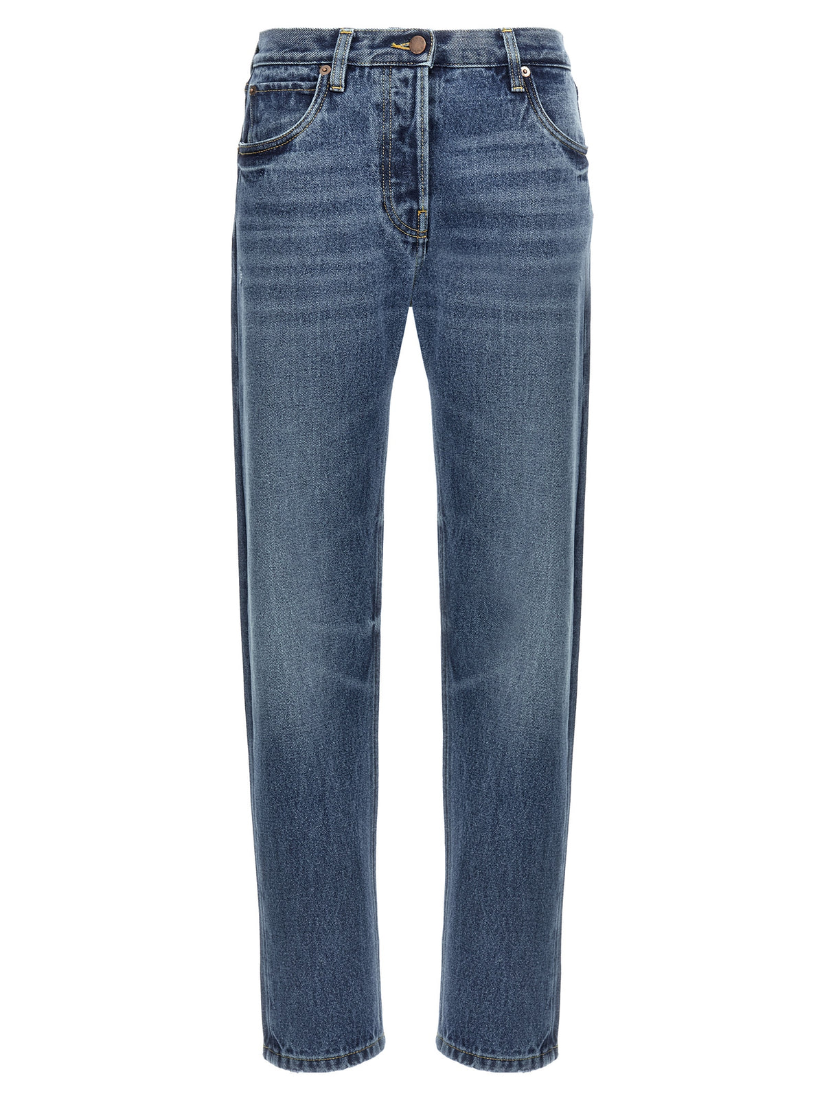 Prada Blue Cotton Straight-Leg Jeans