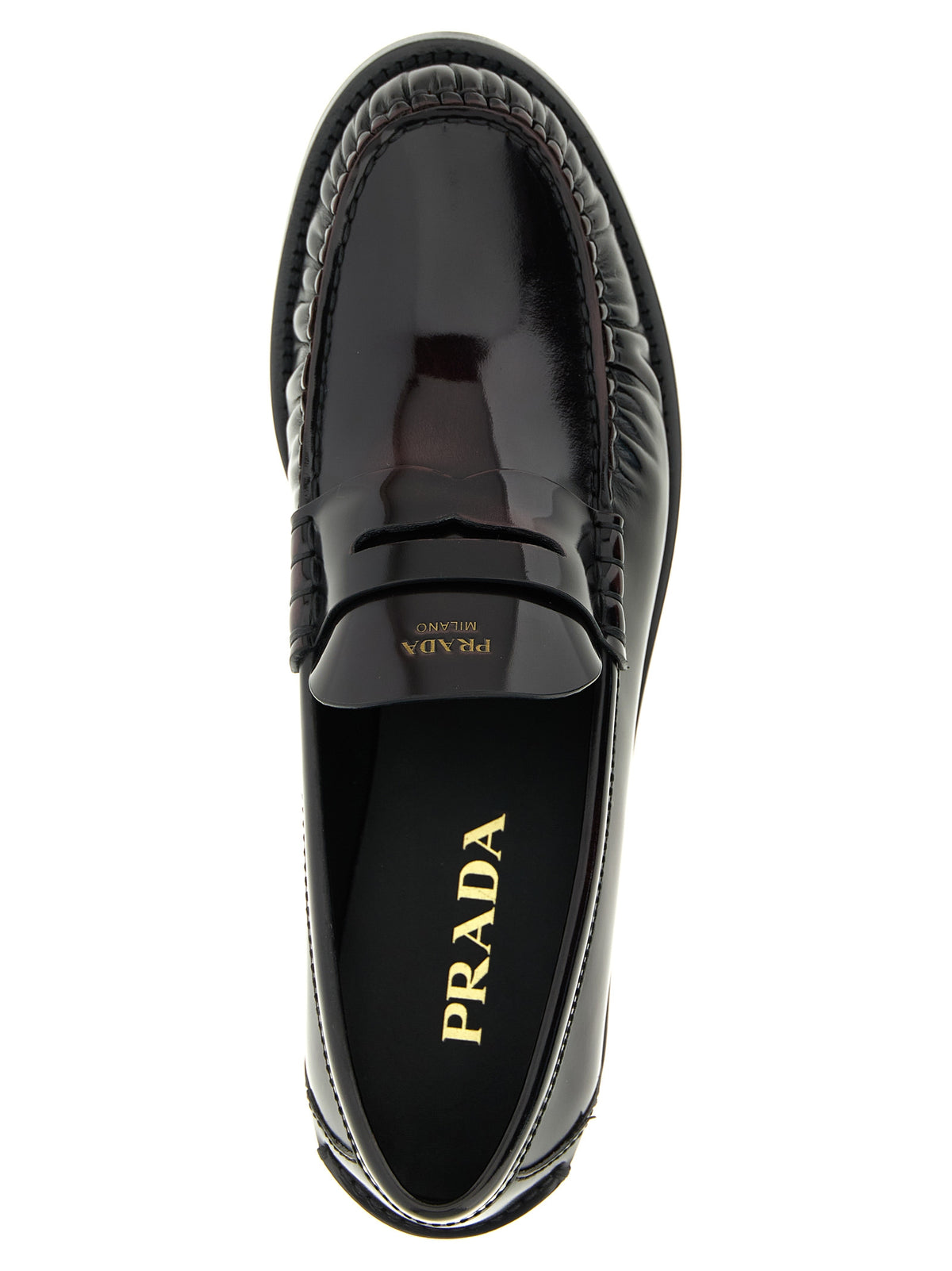Prada Bordeaux Calfskin Slip-On Loafers