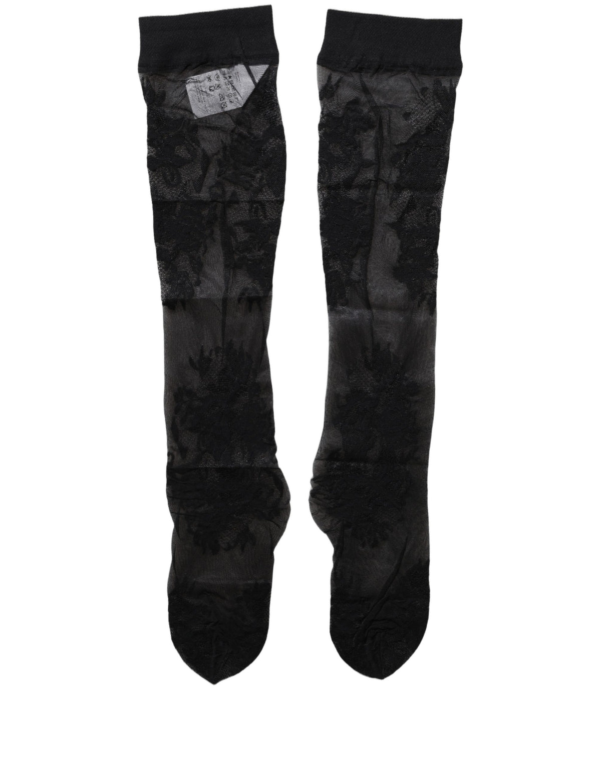 Dolce & Gabbana Black Floral Nylon Stretch Over The Calf Socks