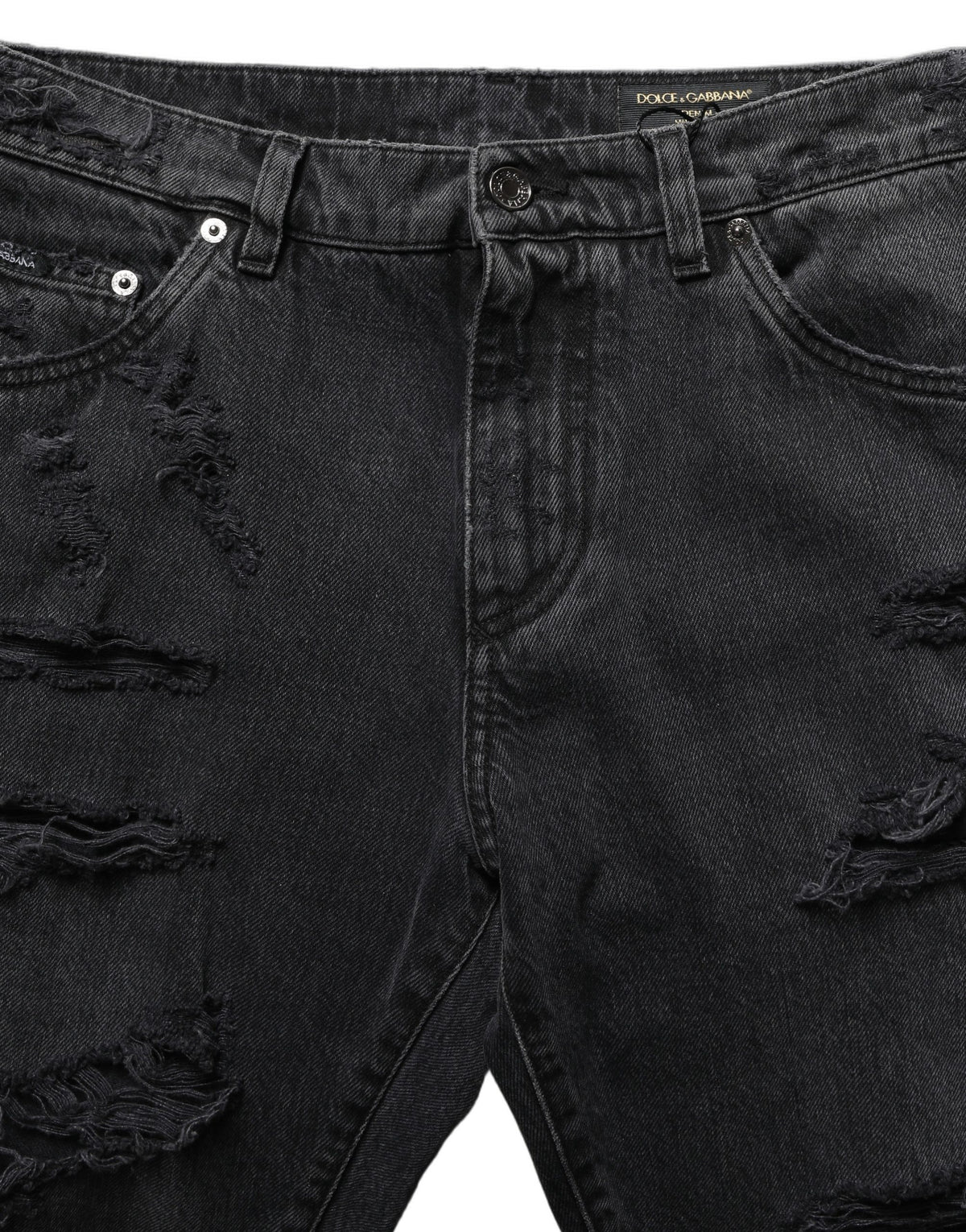 Dolce & Gabbana Dark Gray Cotton Ripped Men Denim Jeans