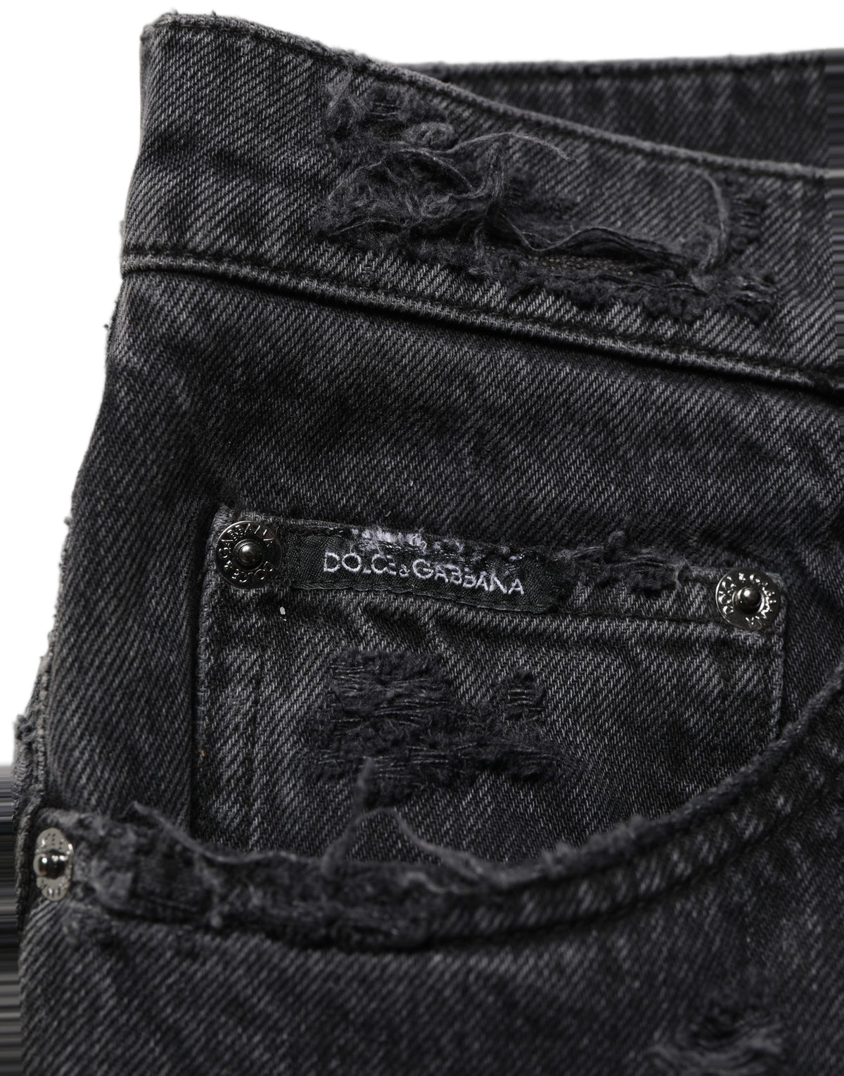 Dolce & Gabbana Dark Gray Cotton Ripped Men Denim Jeans