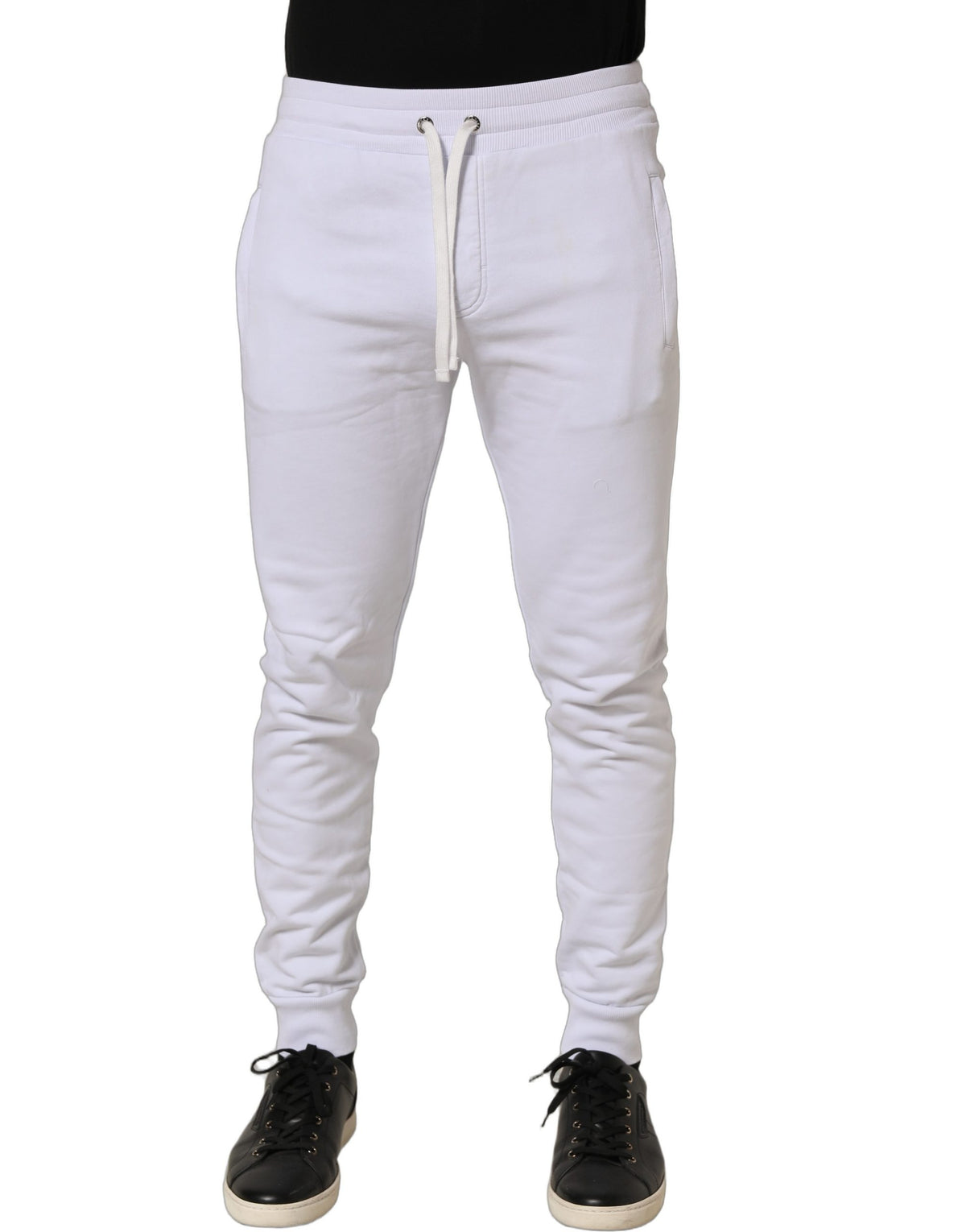 Dolce & Gabbana White Cotton Drawstring Jogger Trouser Pants