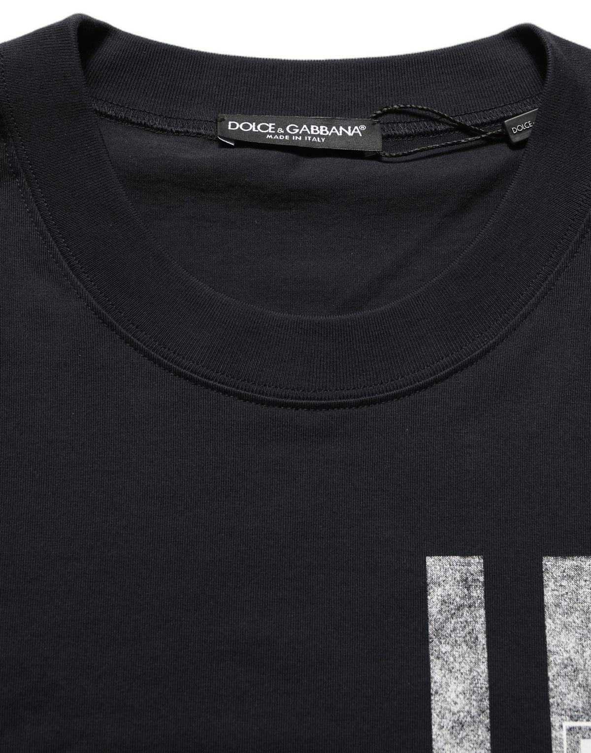 Dolce & Gabbana Blue Striped Print Cotton Crew Neck  T-shirt