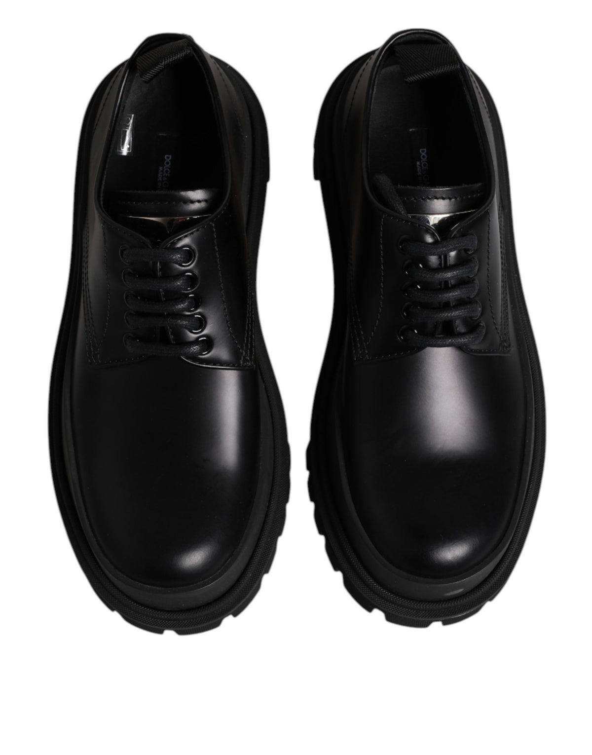 Dolce & Gabbana Black Leather Hi-Trekking Derby Shoes