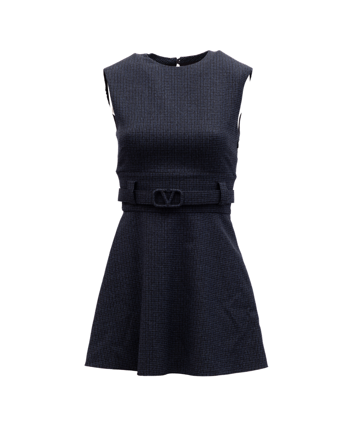Valentino Garavani Navy Check Sleeveless Mini Dress
