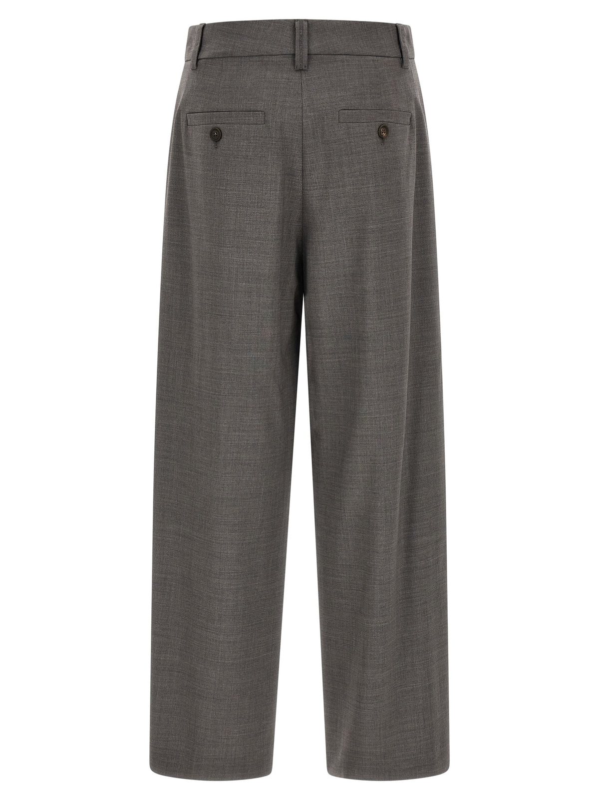 Brunello Cucinelli Gray Virgin Wool Cropped Pants