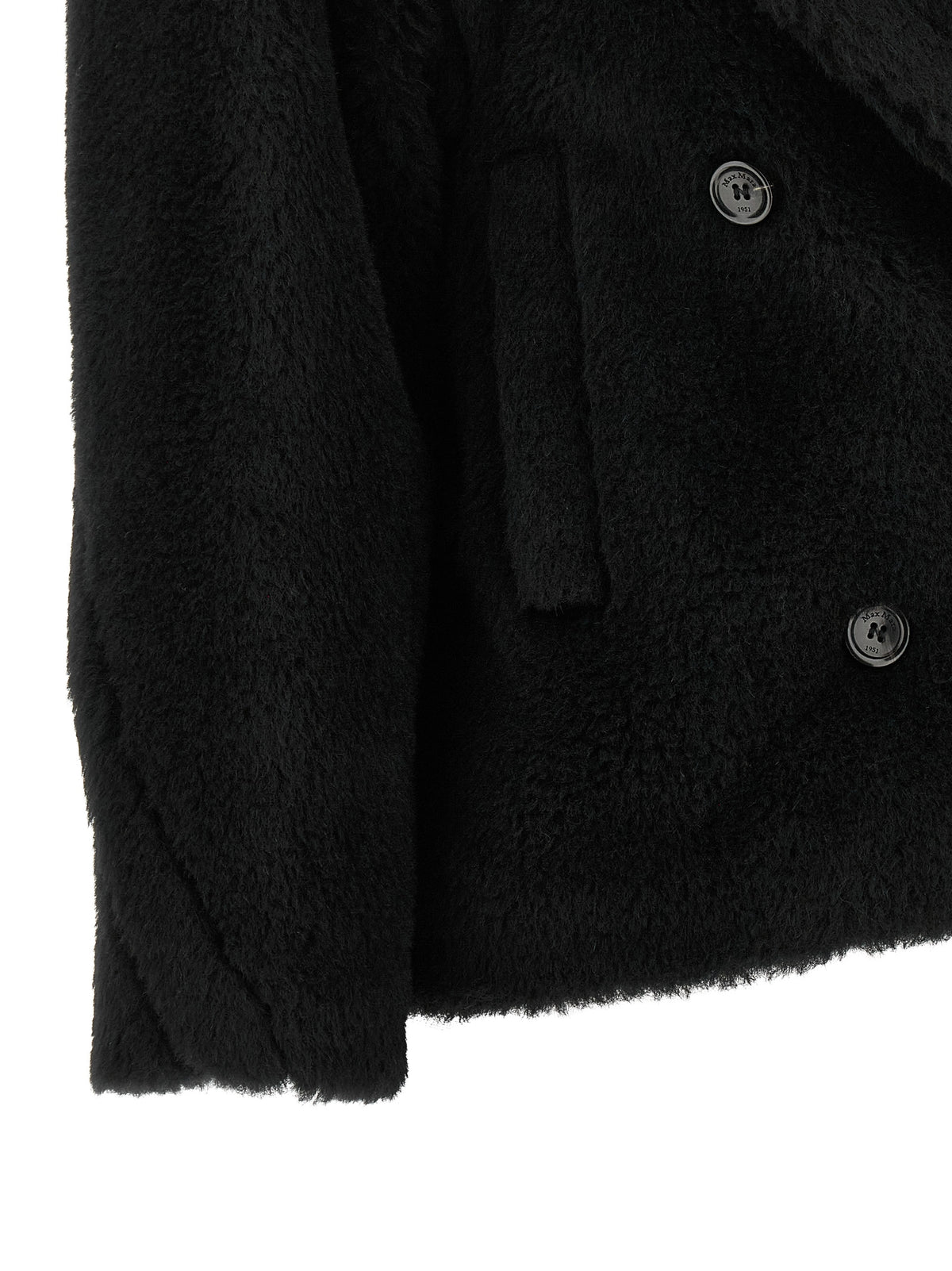Max Mara Black Alpaca Leather Coat