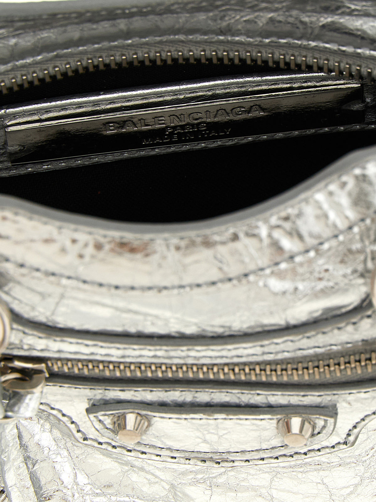 Balenciaga Silver Lamb Leather Crossbody Bag