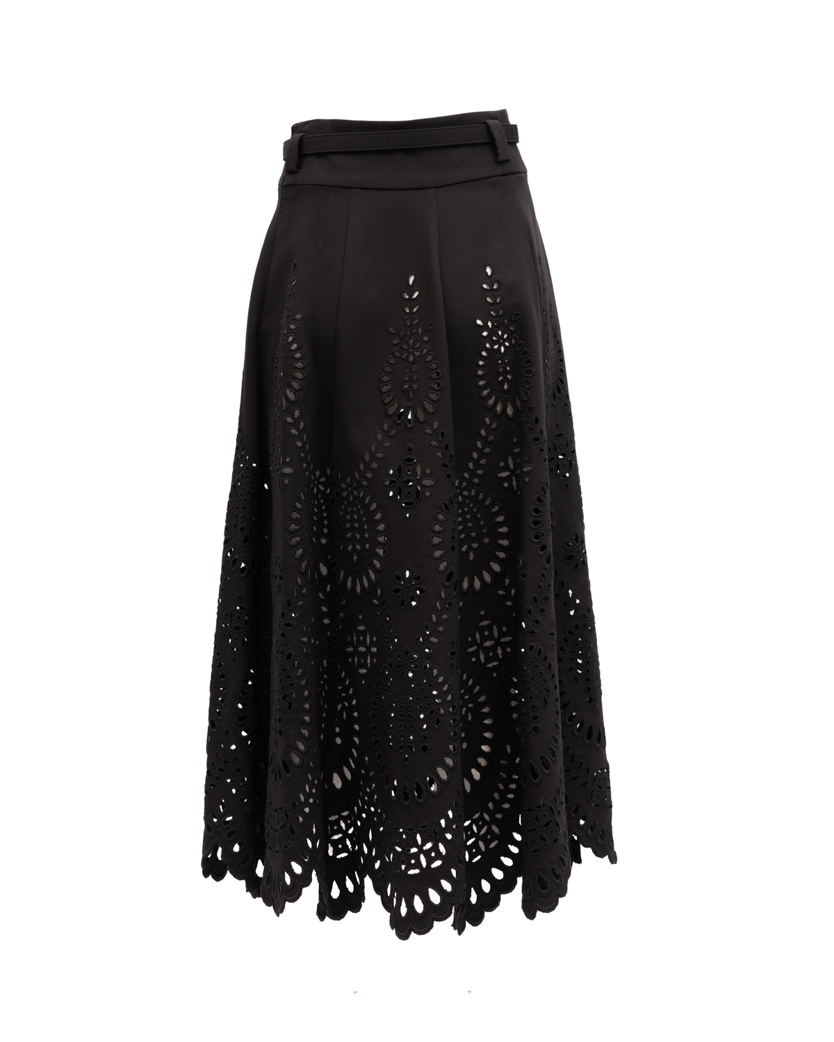 Valentino Garavani Cut-Out Floral Midi Black Skirt