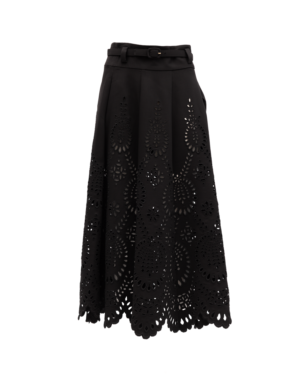Valentino Garavani Cut-Out Floral Midi Black Skirt