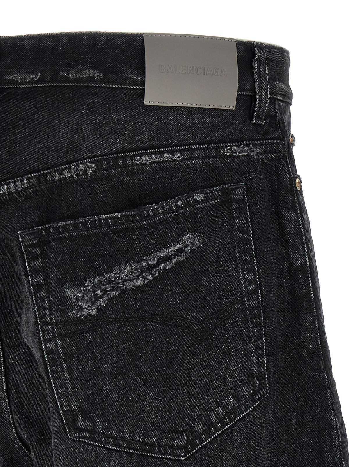 Balenciaga Black Cotton Cropped Jeans