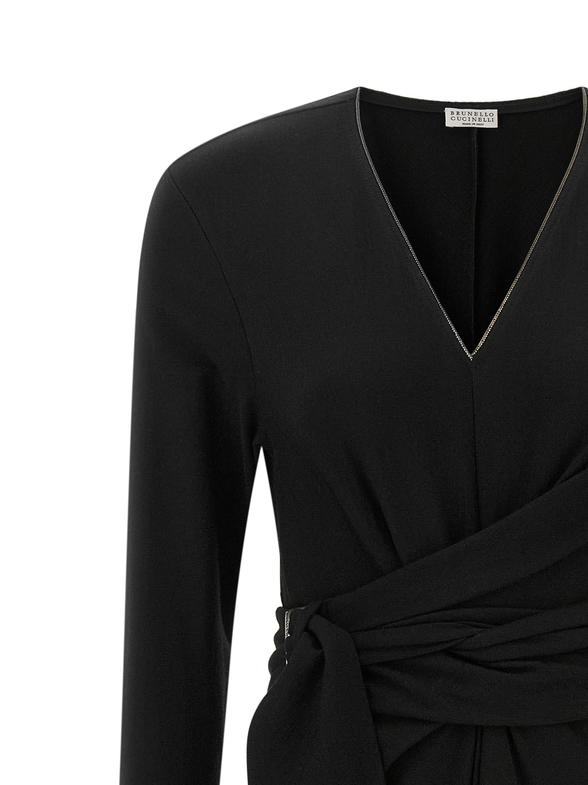 Brunello Cucinelli Black Virgin Wool Midi Dress