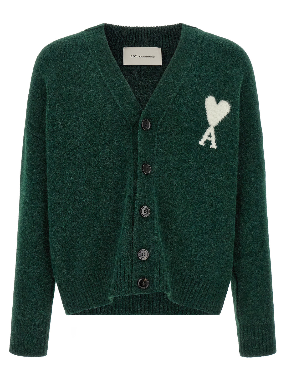 Ami Paris Bicolor Alpaca Leather Cardigan
