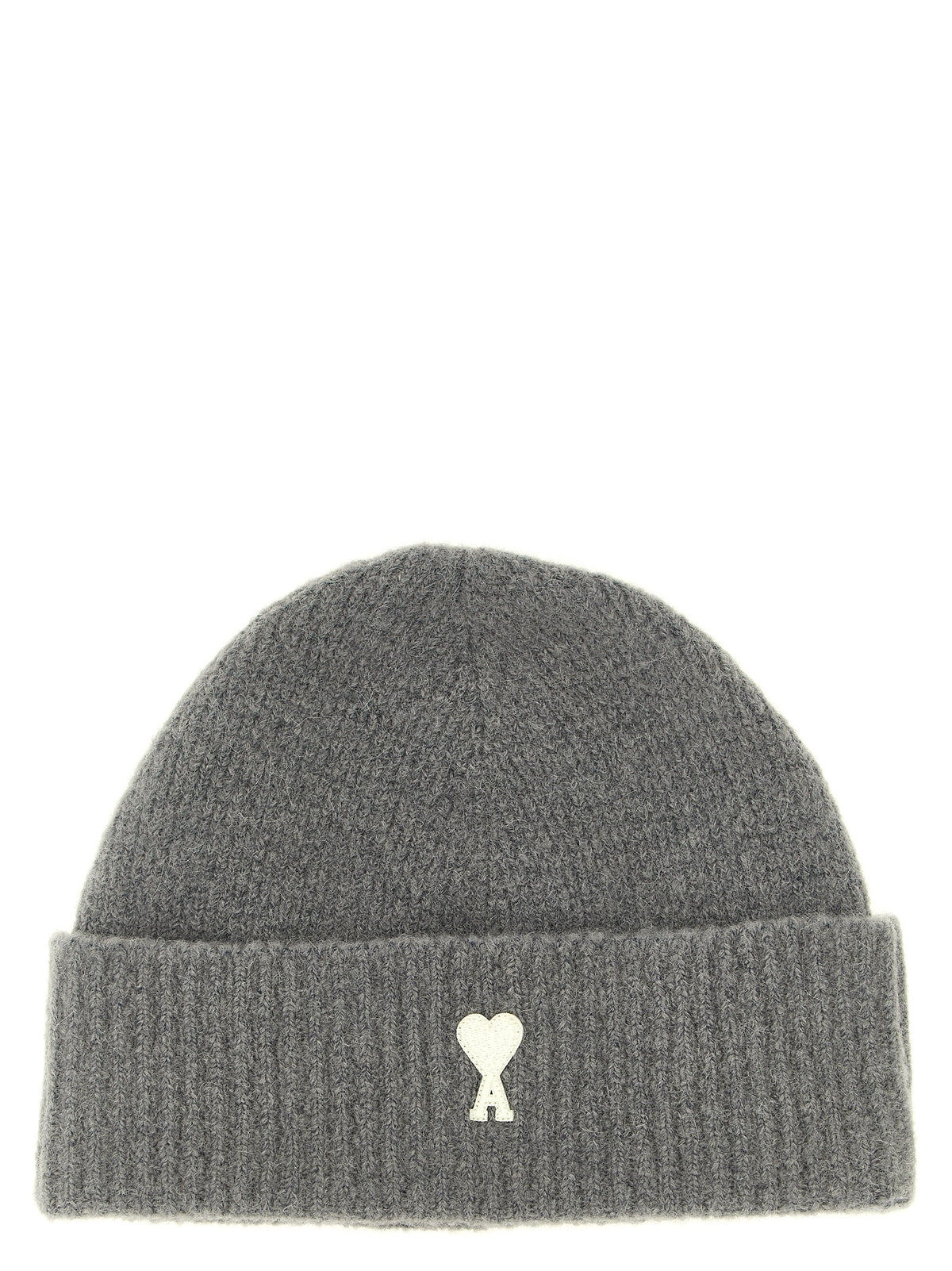 Ami Paris Gray Alpaca Leather Beanie