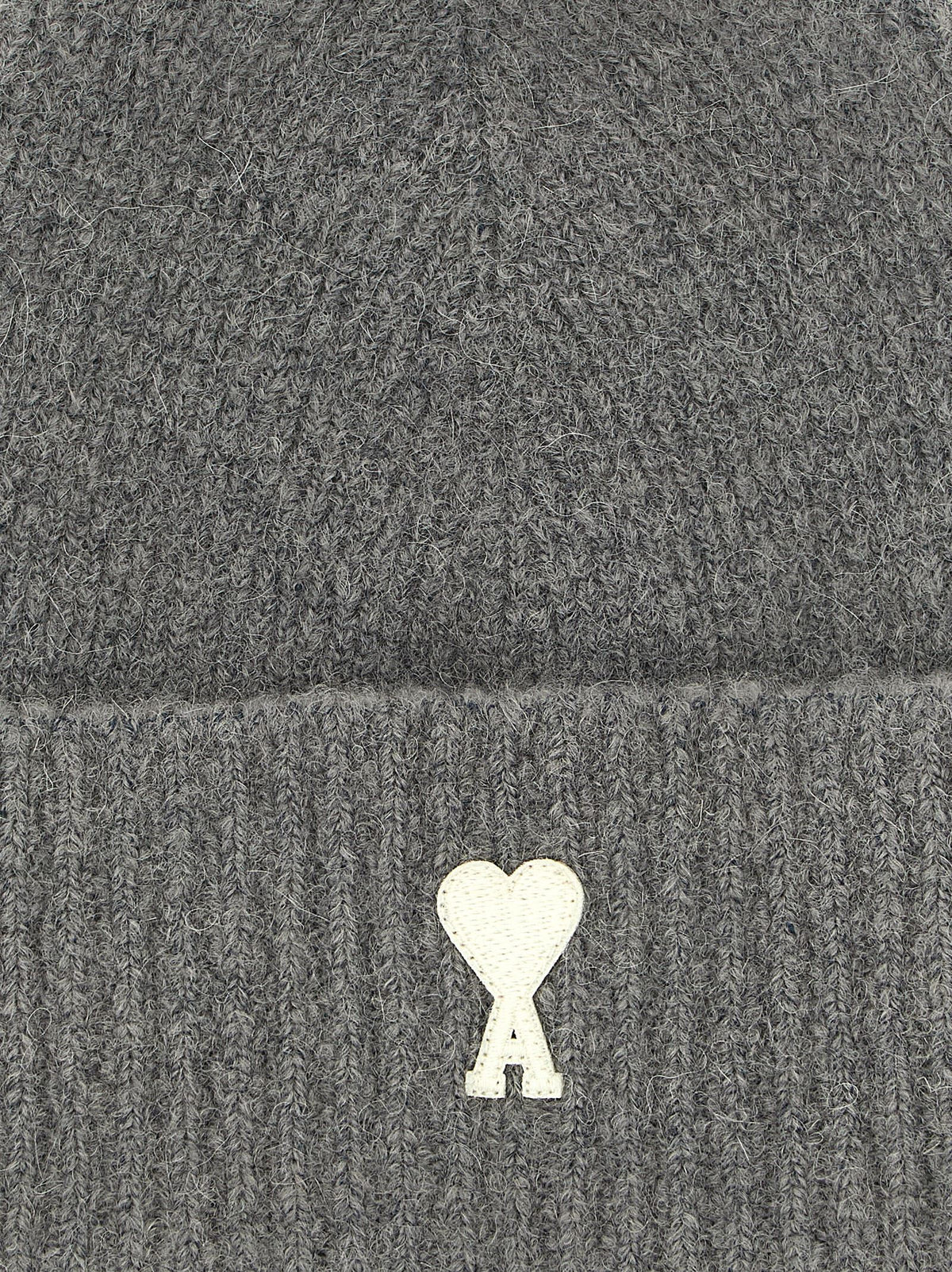 Ami Paris Gray Alpaca Leather Beanie