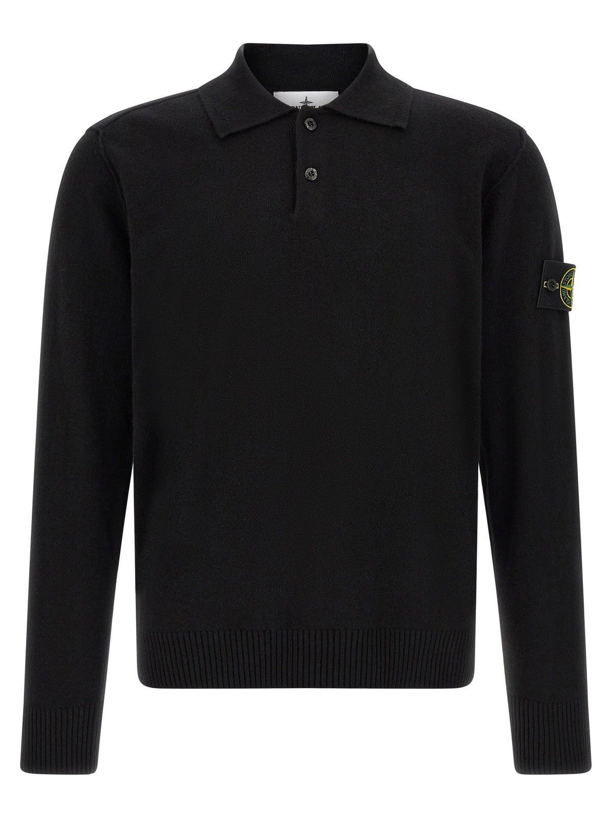 Stone Island Black Virgin Wool Polo Shirt