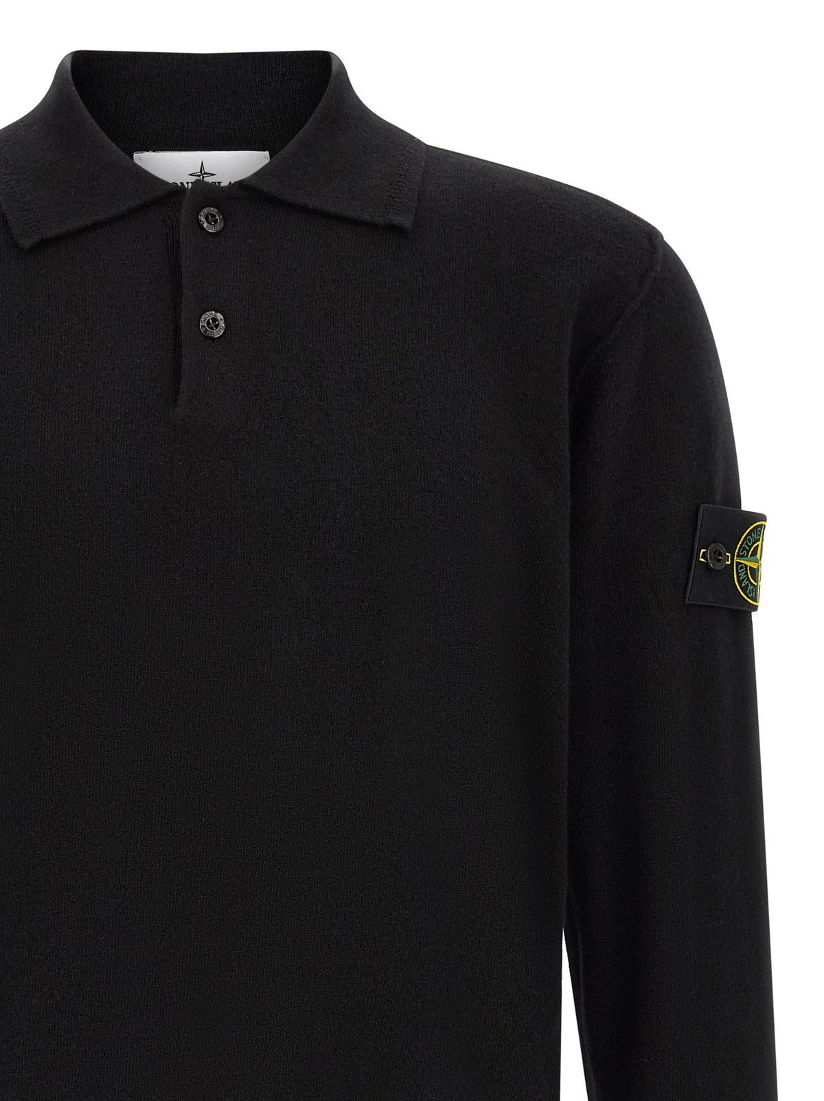 Stone Island Black Virgin Wool Polo Shirt