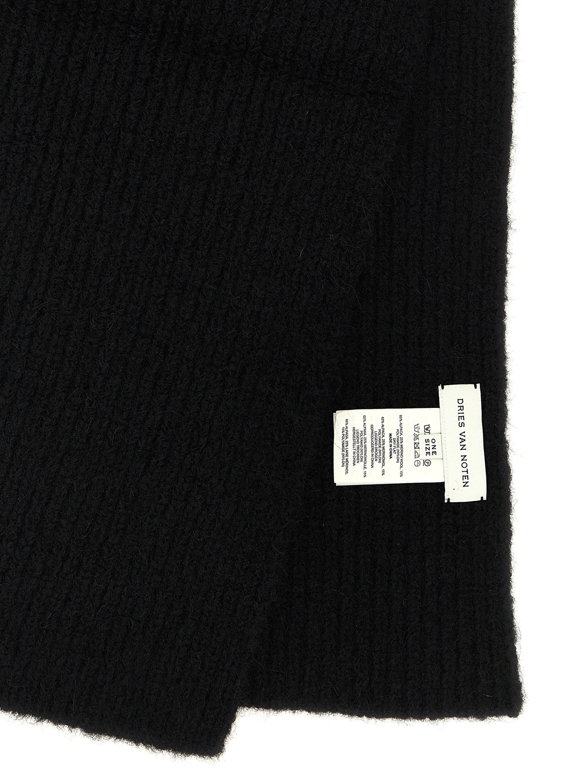 Dries Van Noten Black Wool Foulard